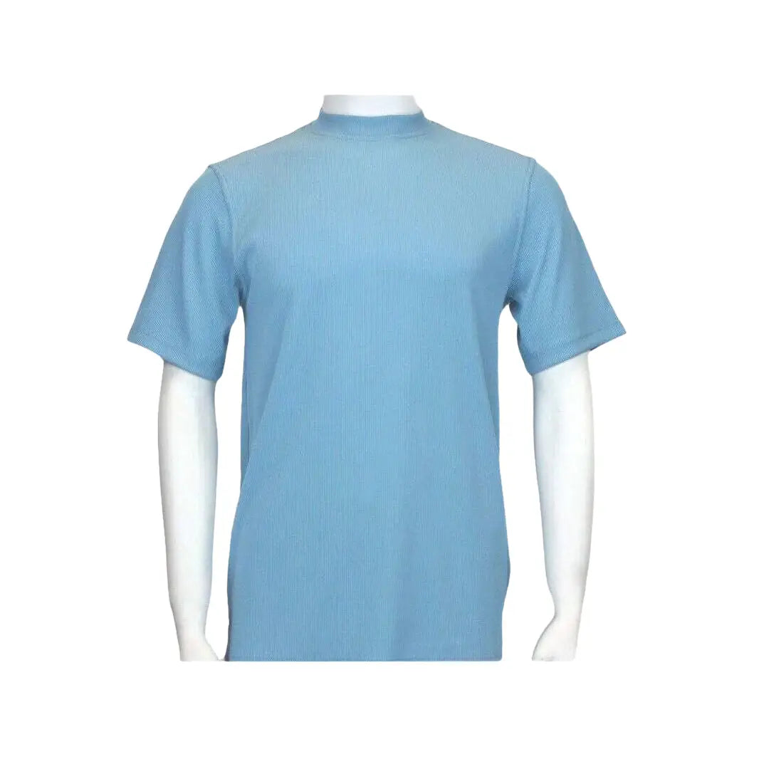 Men Dressy T - Shirt LOG - IN UOMO Soft Crew Neck Corded Short Sleeves 218 Sky Blue - J.Valintin Men's Wear Legend - 6396
