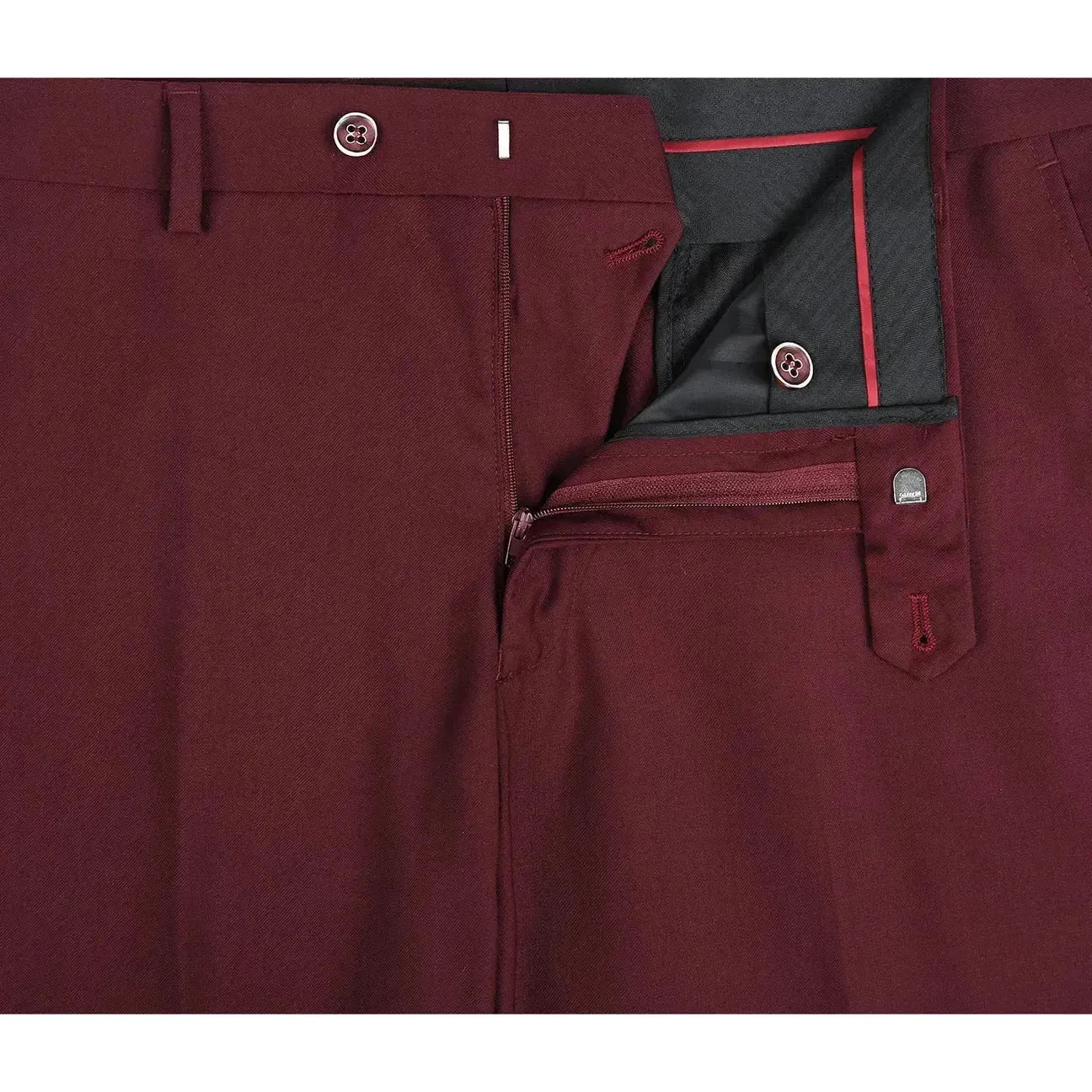Men Flat Front Suit Separate Pants Slim Fit Soft Feel Slacks 201 - 8 Burgundy - J.Valintin Men's Wear Legend - 201 - 8 - Burg Pants - 30
