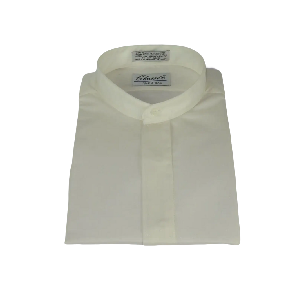 Men Formal pastor shirt Classix Banded Collar less Hidden Button Front M08 Ivory - J.Valintin Men's Wear Legend - 20095