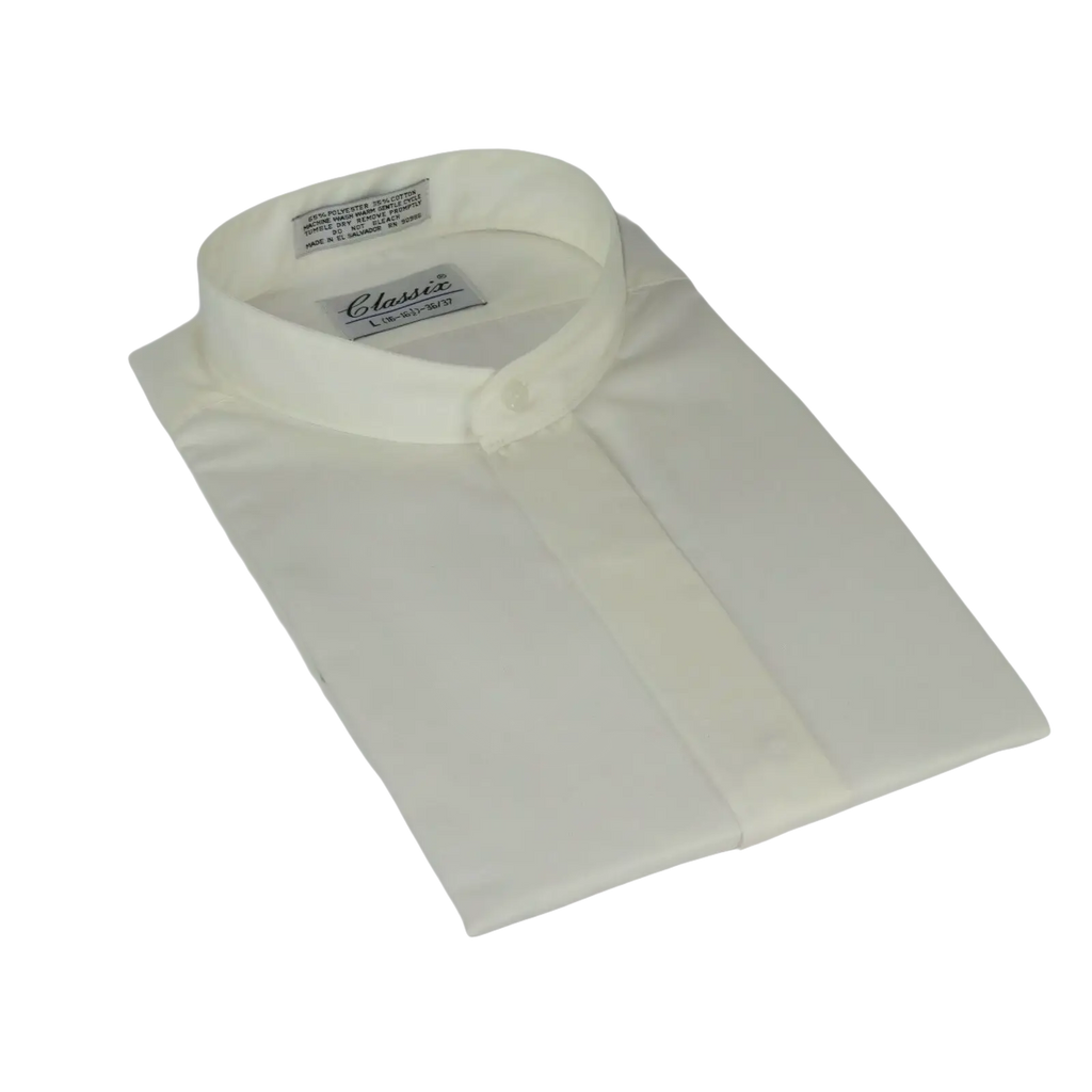 Men Formal pastor shirt Classix Banded Collar less Hidden Button Front M08 Ivory - J.Valintin Men's Wear Legend - 20095