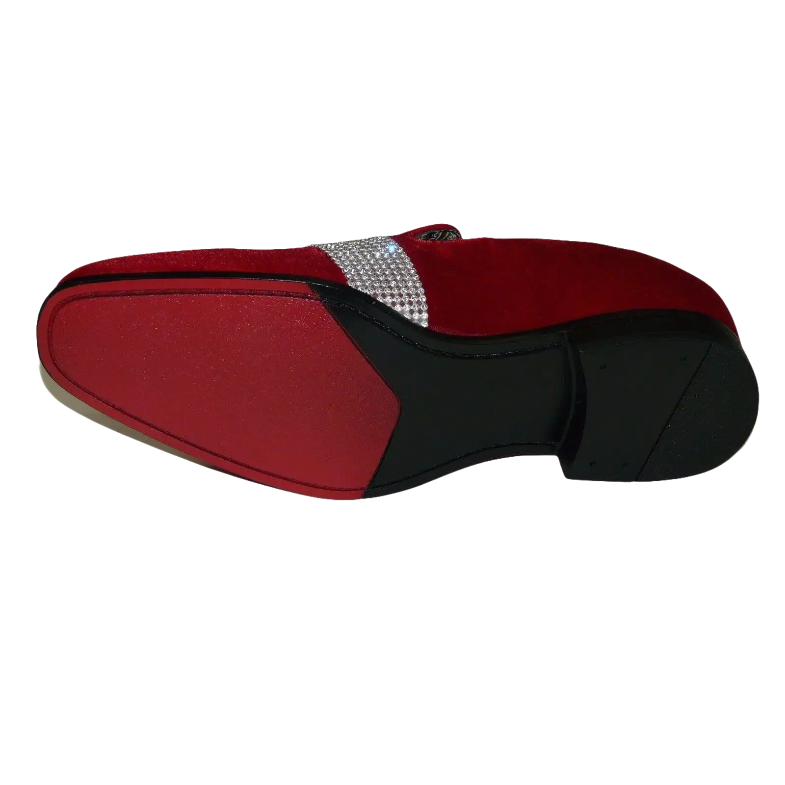 Men Formal shoes After midnight Velvet silver Crystal Slip on 6715 Red/Silver - J.Valintin Men's Wear Legend - 35