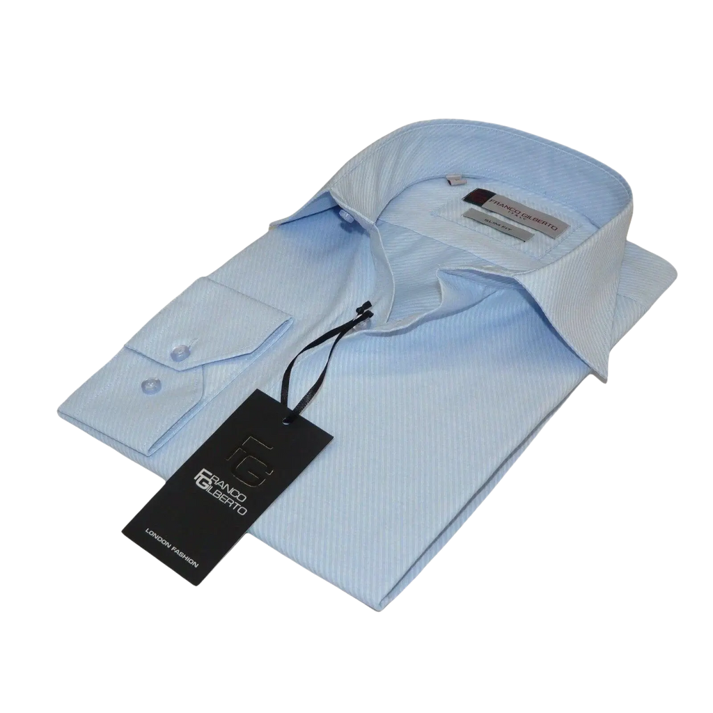 Men Franco Gilberto Shirt Twill Cotton Blend Spread Collar Turkey 5566 - 418 blue - J.Valintin Men's Wear Legend - 13999