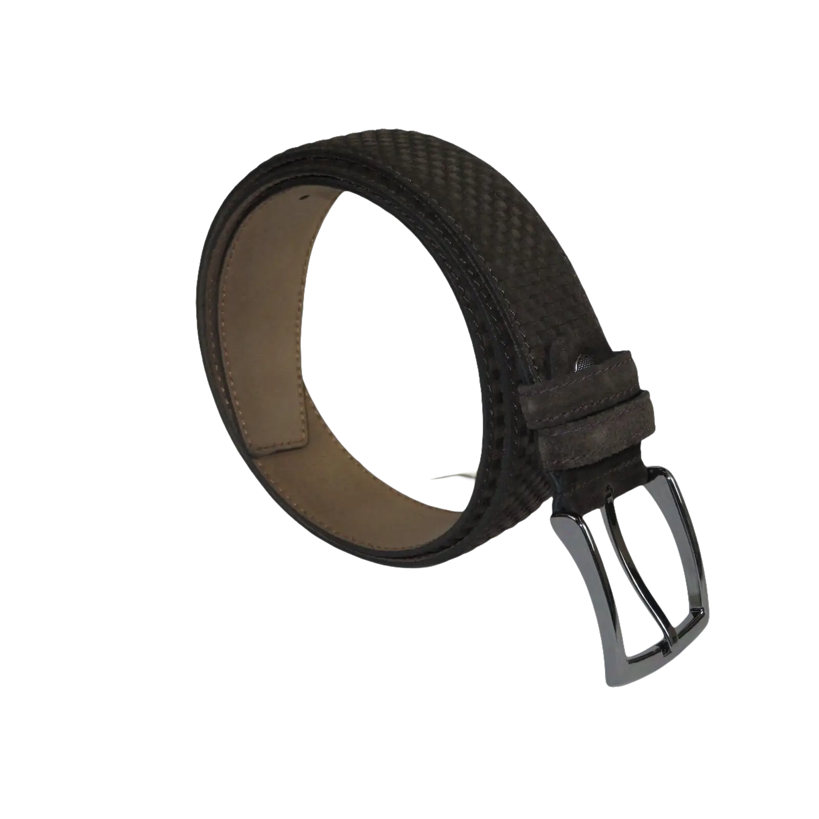 Men Genuine Basket weave Suede Soft Leather Belt PIERO ROSSI Turkey #1002 Brown - J.Valintin Men's Wear Legend - 97260