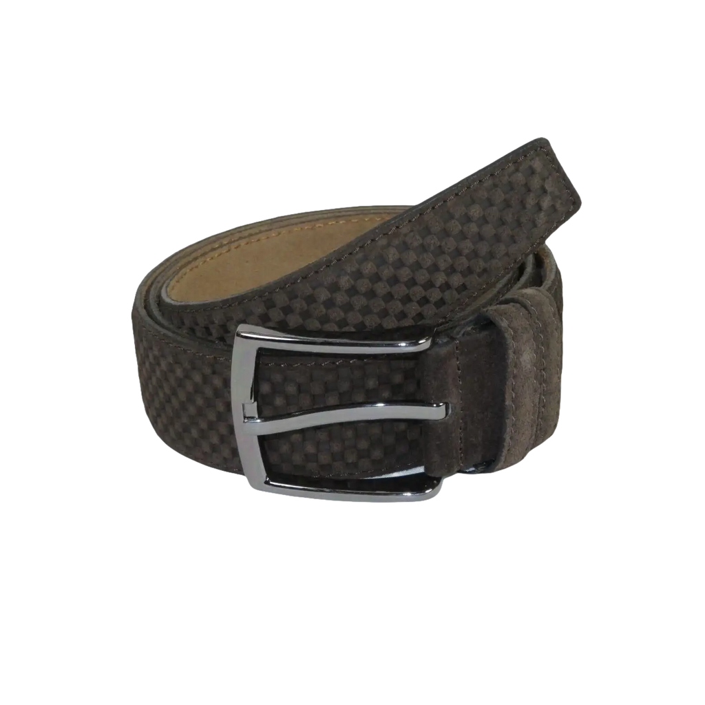 Men Genuine Basket weave Suede Soft Leather Belt PIERO ROSSI Turkey #1002 Brown - J.Valintin Men's Wear Legend - 97260