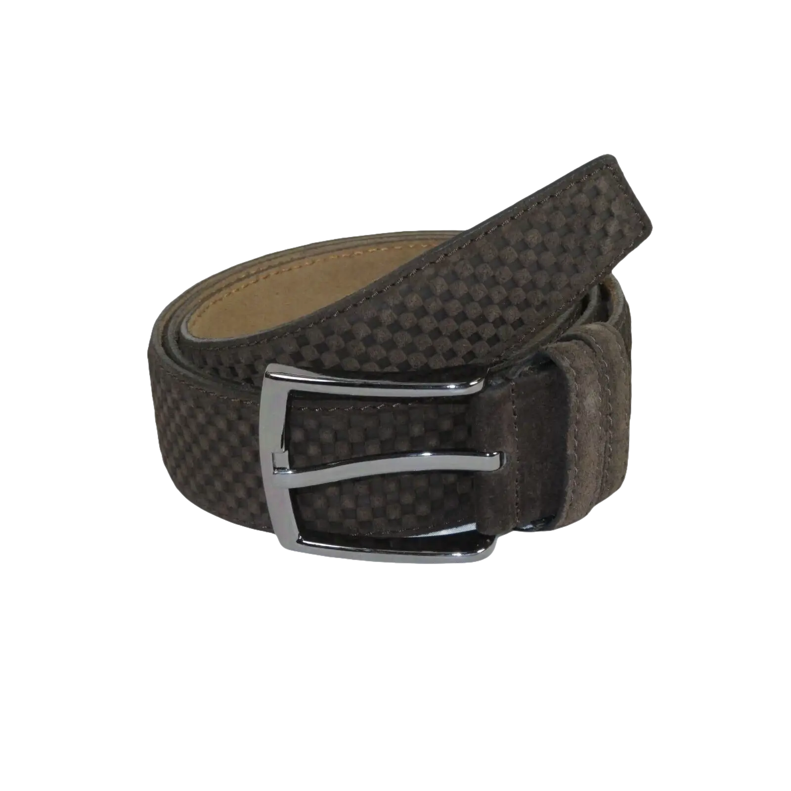Men Genuine Basket weave Suede Soft Leather Belt PIERO ROSSI Turkey #1002 Brown - J.Valintin Men's Wear Legend - 97260
