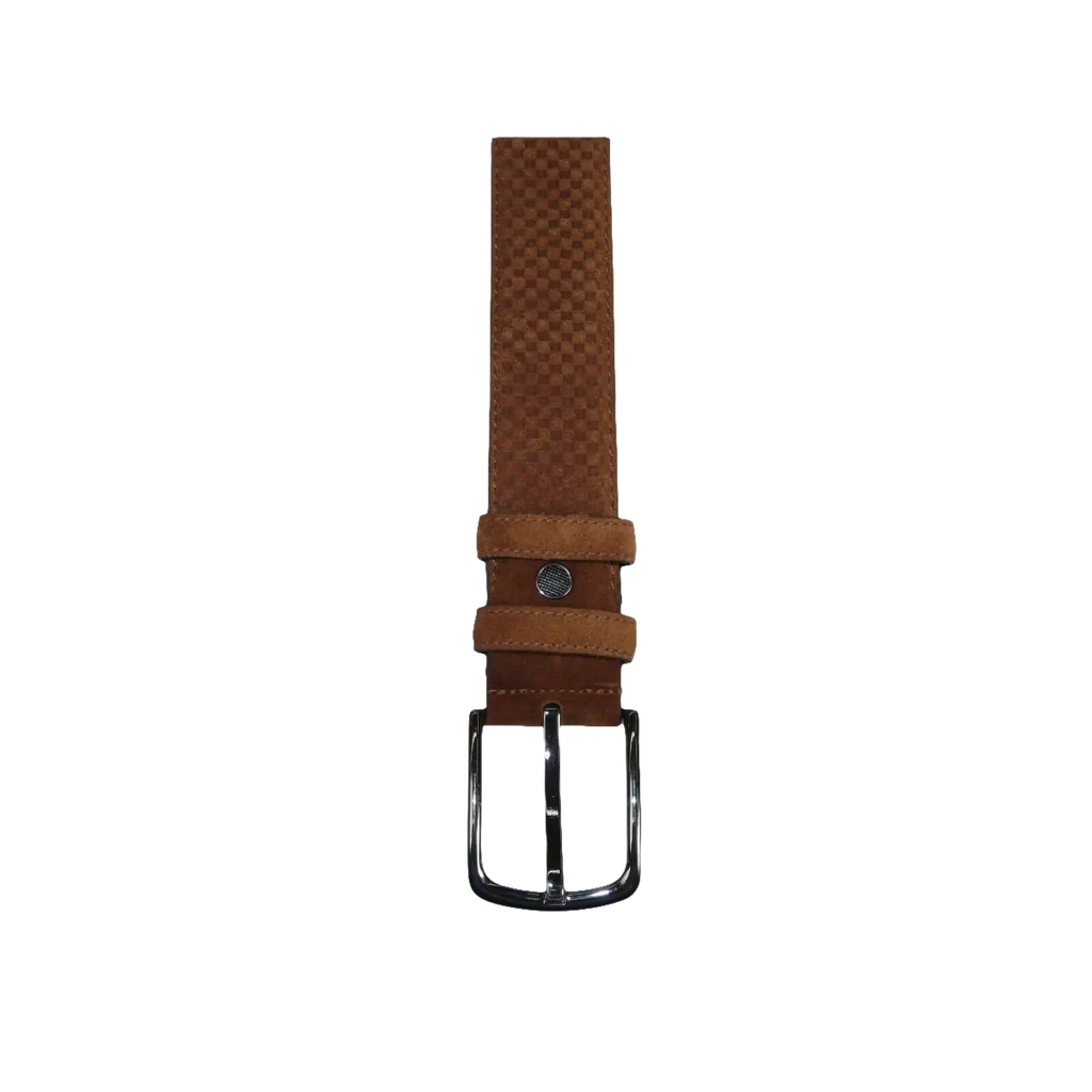 Men Genuine Basket weave Suede Soft Leather Belt PIERO ROSSI Turkey #1002 Cognac - J.Valintin Men's Wear Legend - 97254