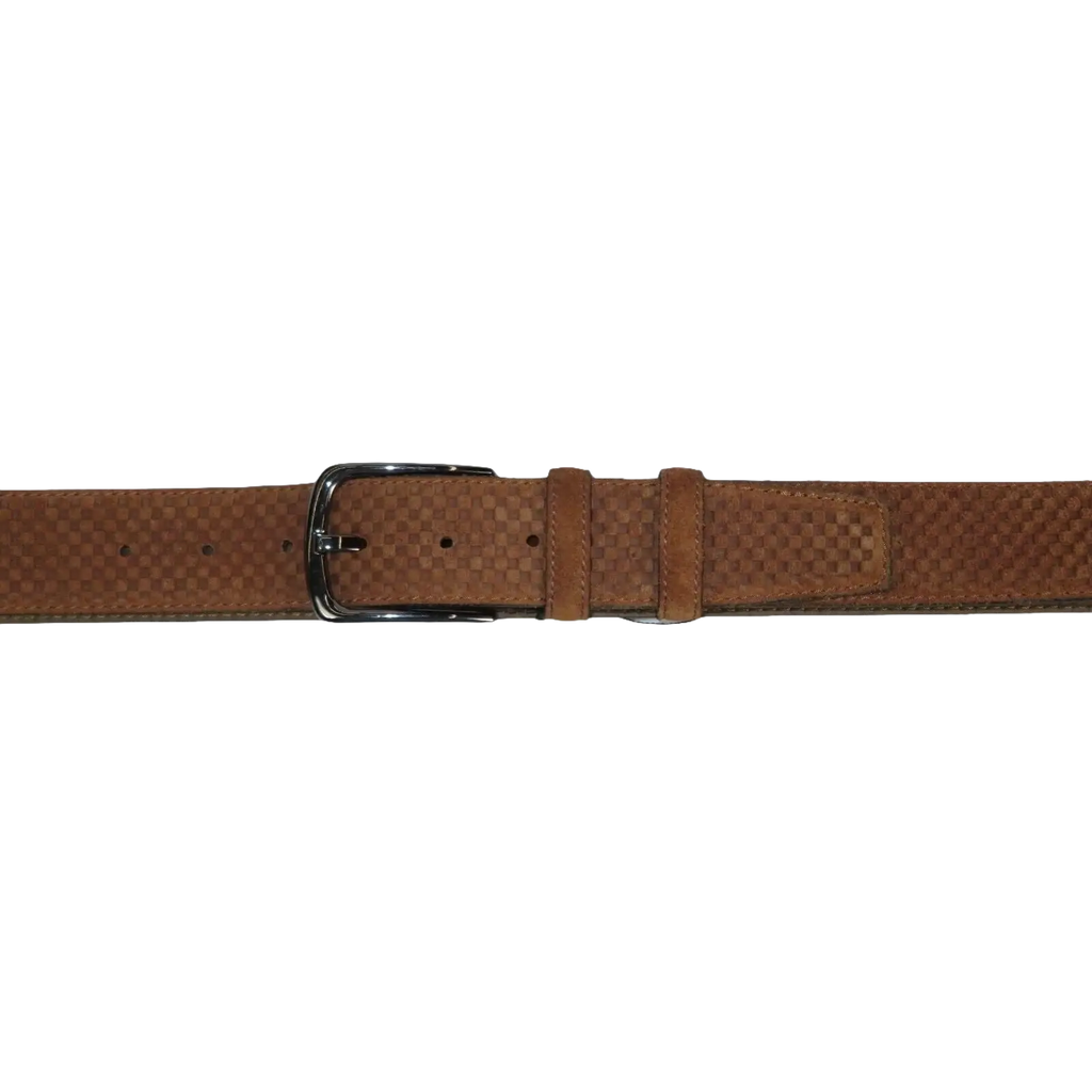 Men Genuine Basket weave Suede Soft Leather Belt PIERO ROSSI Turkey #1002 Cognac - J.Valintin Men's Wear Legend - 97254