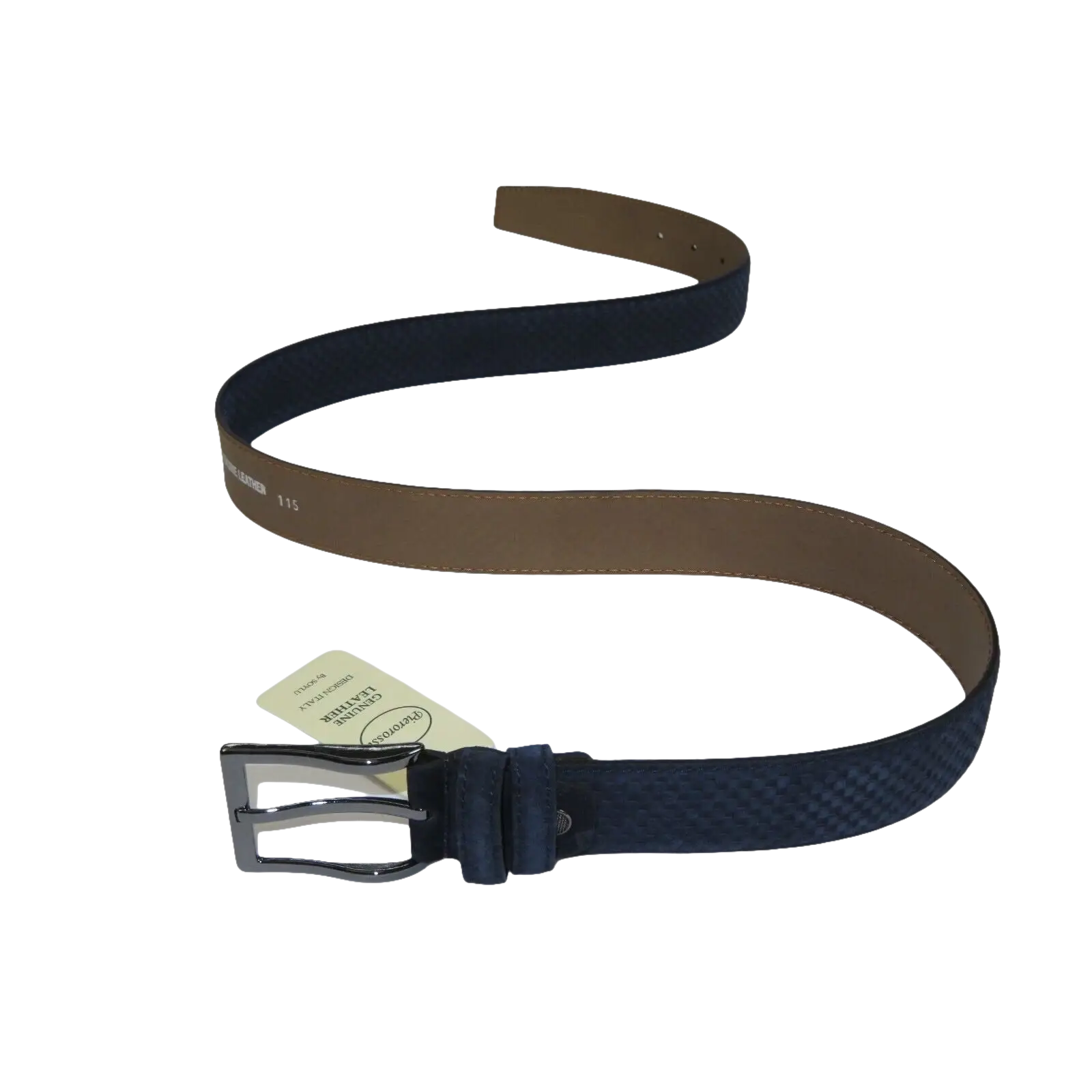 Men Genuine Basket weave Suede Soft Leather Belt PIERO ROSSI Turkey # 1002 Navy - J.Valintin Men's Wear Legend - 97276
