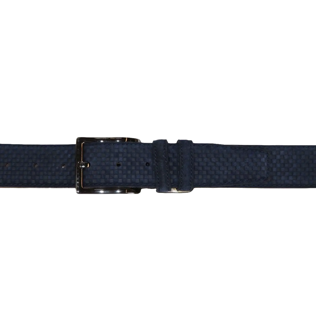 Men Genuine Basket weave Suede Soft Leather Belt PIERO ROSSI Turkey # 1002 Navy - J.Valintin Men's Wear Legend - 97276