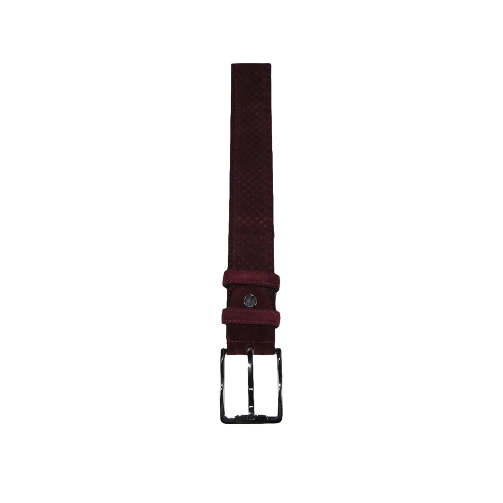 Men Genuine Basket weave Suede Soft Leather Belt PIERO ROSSI Turkey #1002 Wine - J.Valintin Men's Wear Legend - 97285
