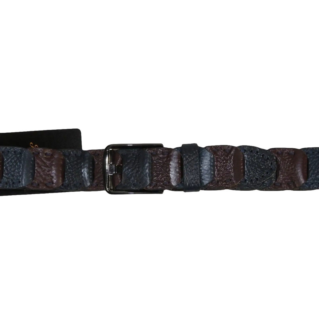 Men Genuine Leather Belt PIERO ROSSI Turkey Croc print Hand Stitch 69 Brown navy - J.Valintin Men's Wear Legend - 97491