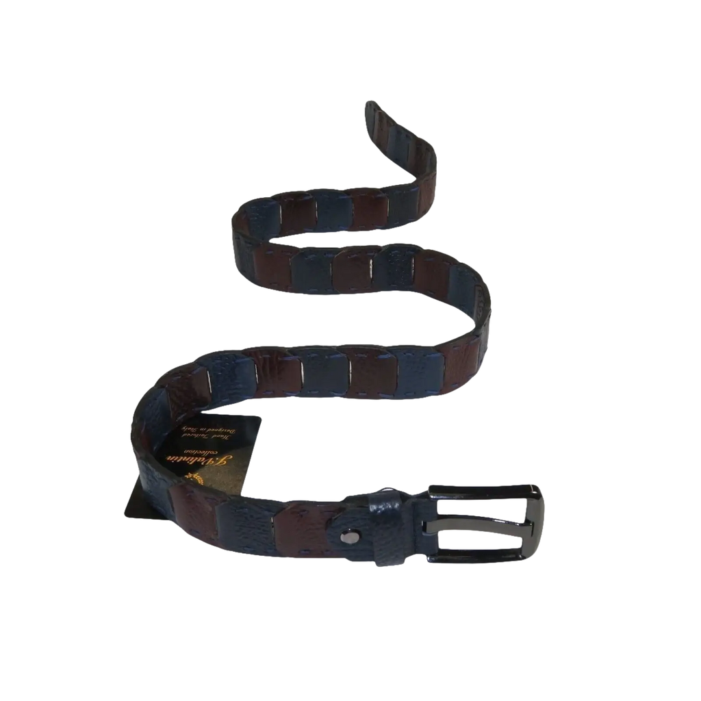 Men Genuine Leather Belt PIERO ROSSI Turkey Croc print Hand Stitch 69 Brown navy - J.Valintin Men's Wear Legend - 97491