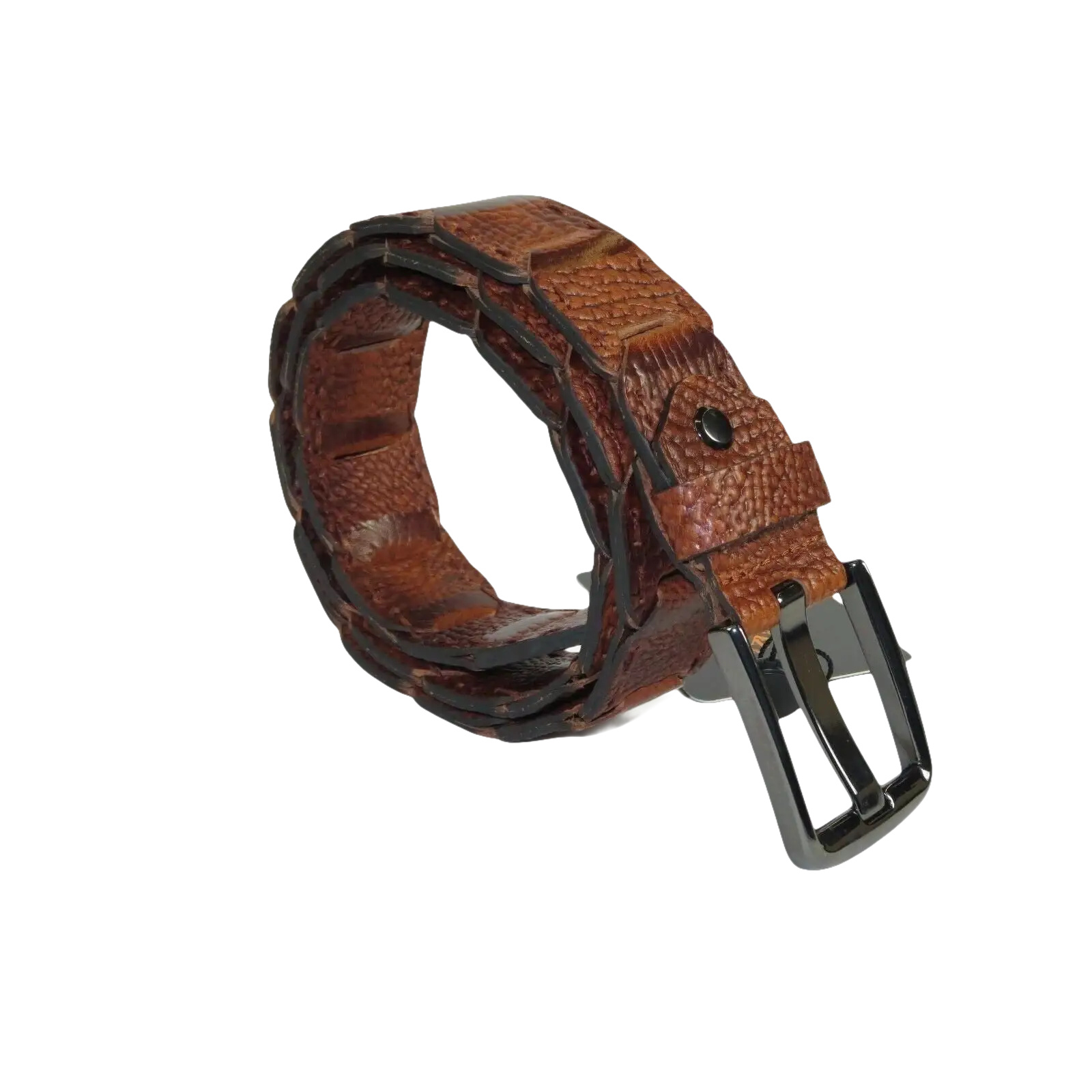 Men Genuine Leather Belt PIERO ROSSI Turkey Crocodile print Hand Stich 69 Cognac - J.Valintin Men's Wear Legend - 97461