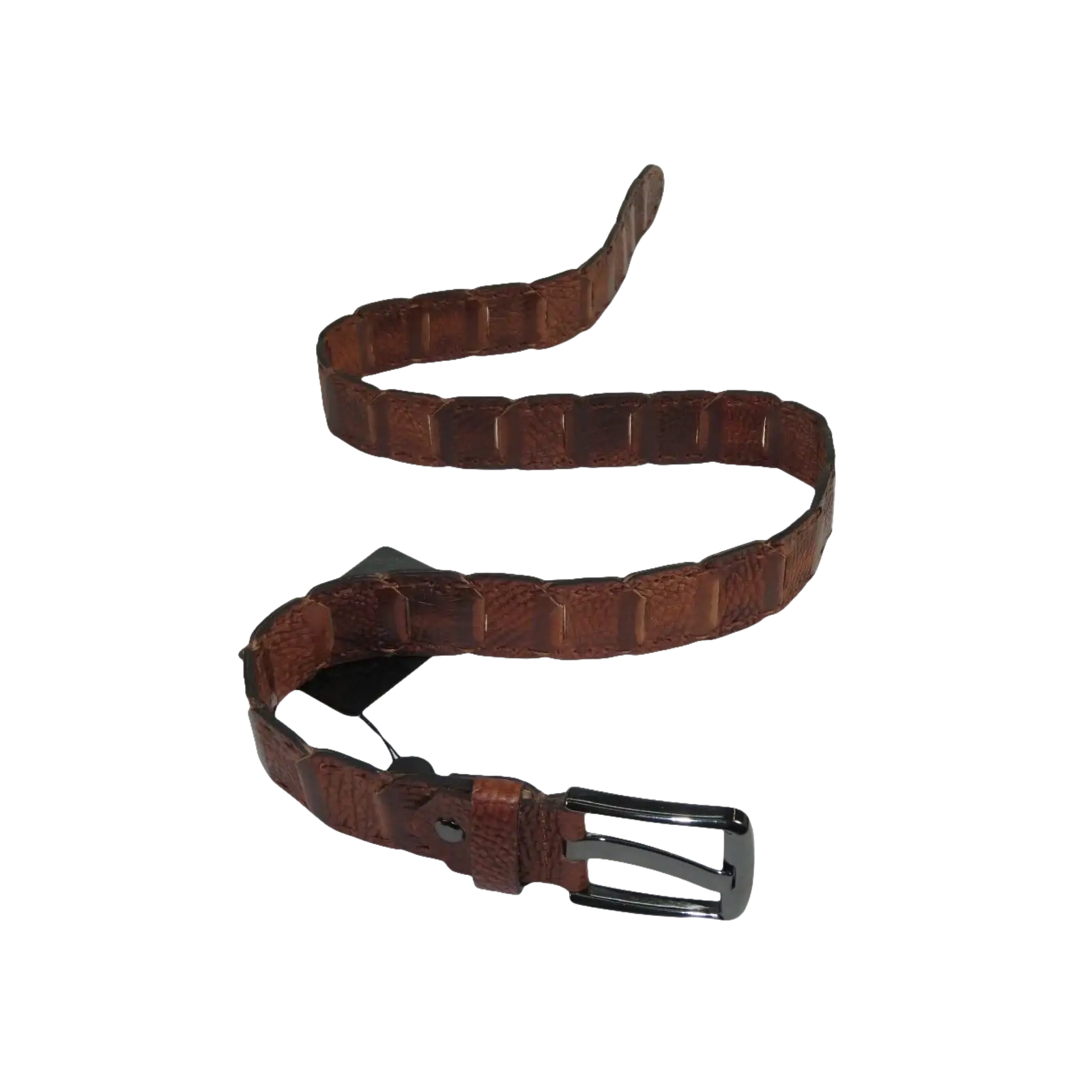 Men Genuine Leather Belt PIERO ROSSI Turkey Crocodile print Hand Stich 69 Cognac - J.Valintin Men's Wear Legend - 97461
