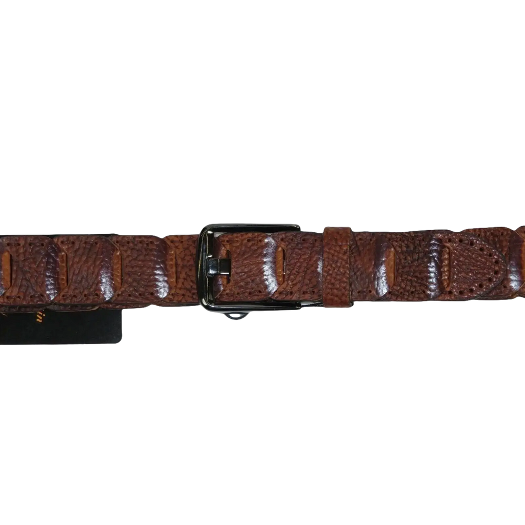 Men Genuine Leather Belt PIERO ROSSI Turkey Crocodile print Hand Stich 69 Cognac - J.Valintin Men's Wear Legend - 97461