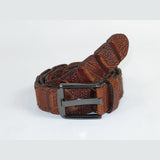 Men Genuine Leather Belt PIERO ROSSI Turkey Crocodile print Hand Stich 69 Cognac - J.Valintin Men's Wear Legend - 97461