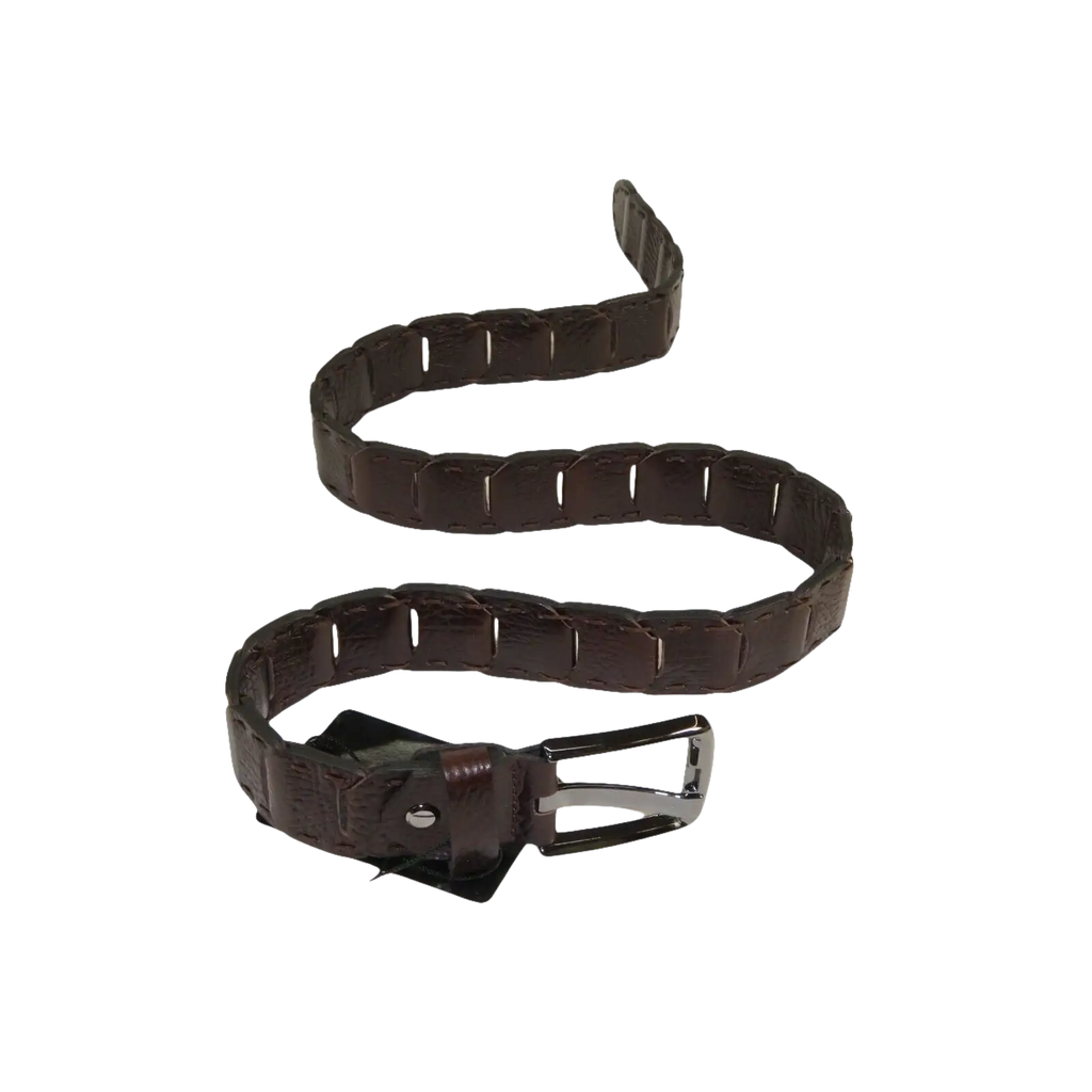 Men Genuine Leather Belt PIERO ROSSI Turkey Crocodile print Hand Stitch 69 Brown - J.Valintin Men's Wear Legend - 97479