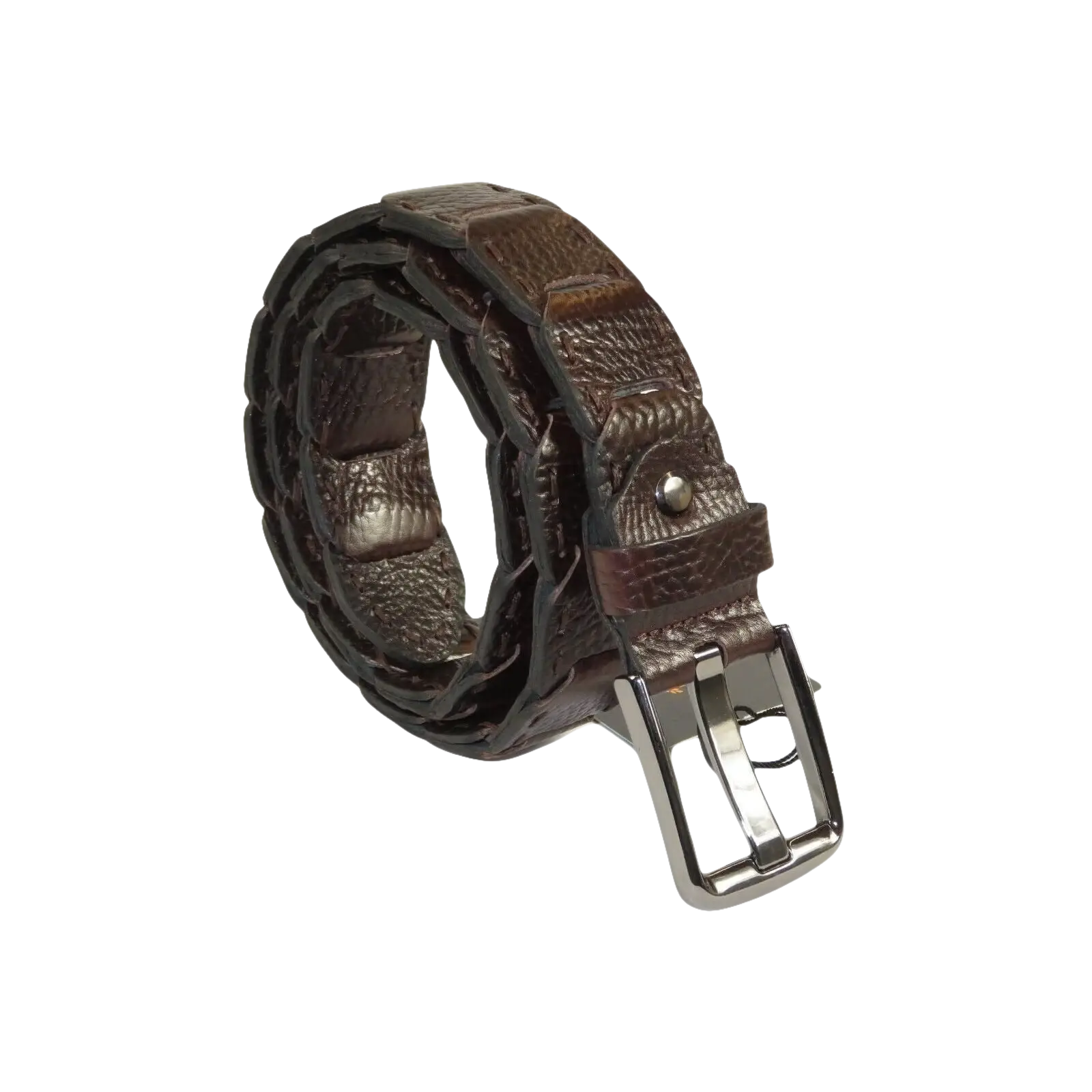 Men Genuine Leather Belt PIERO ROSSI Turkey Crocodile print Hand Stitch 69 Brown - J.Valintin Men's Wear Legend - 97479