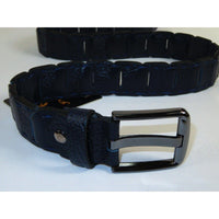 Men Genuine Leather Belt PIERO ROSSI Turkey Crocodile print Hand Stitch #69 navy - J.Valintin Men's Wear Legend - 97485