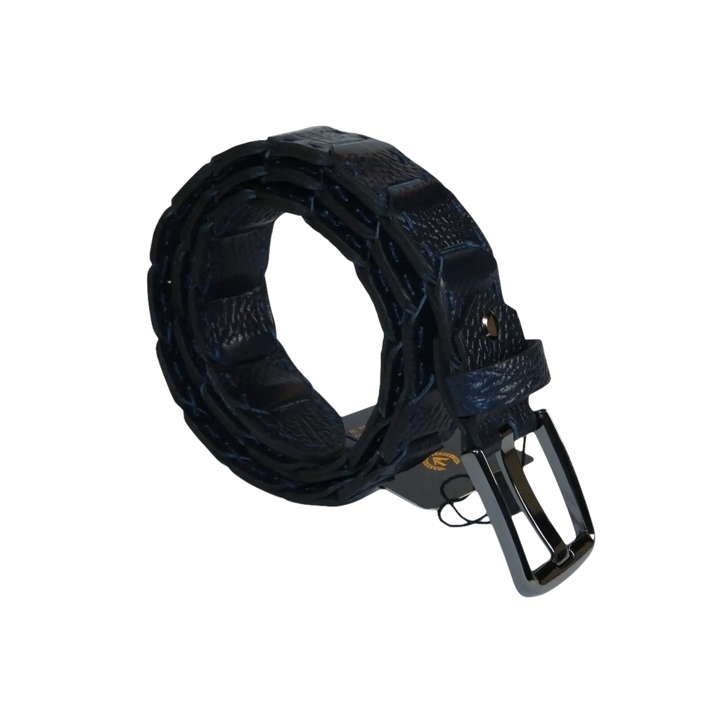 Men Genuine Leather Belt PIERO ROSSI Turkey Crocodile print Hand Stitch #69 navy - J.Valintin Men's Wear Legend - 97485