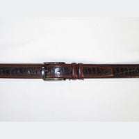 Men Genuine Leather Belt PIERO ROSSI Turkey Crocodile print Stitched 3071 Brown - J.Valintin Men's Wear Legend - 97407