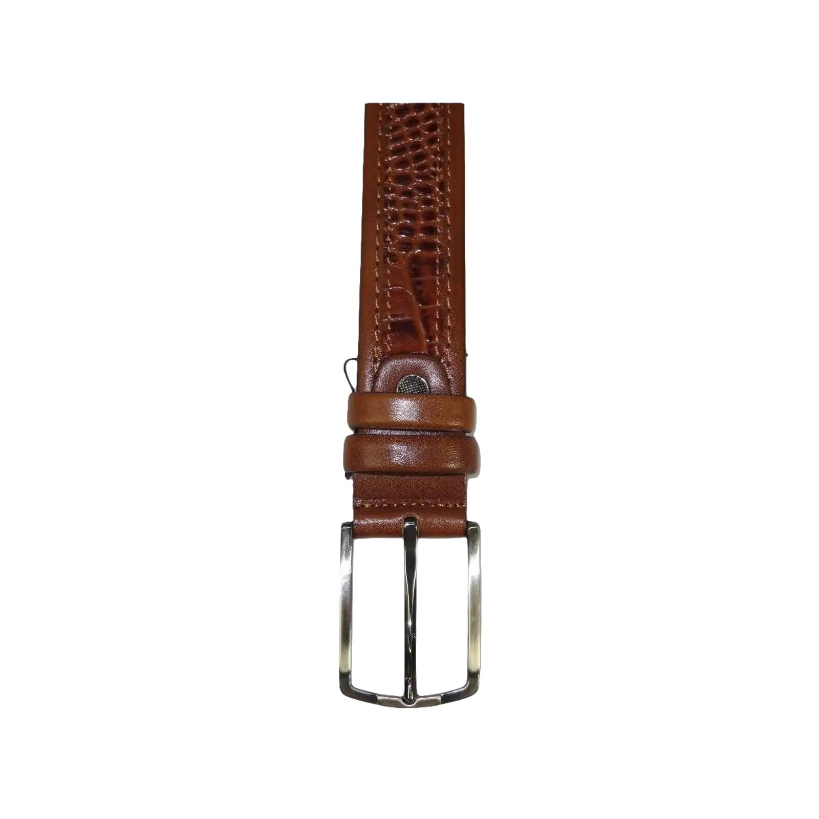 Men Genuine Leather Belt PIERO ROSSI Turkey Crocodile print Stitched 3071 Cognac - J.Valintin Men's Wear Legend - 97413