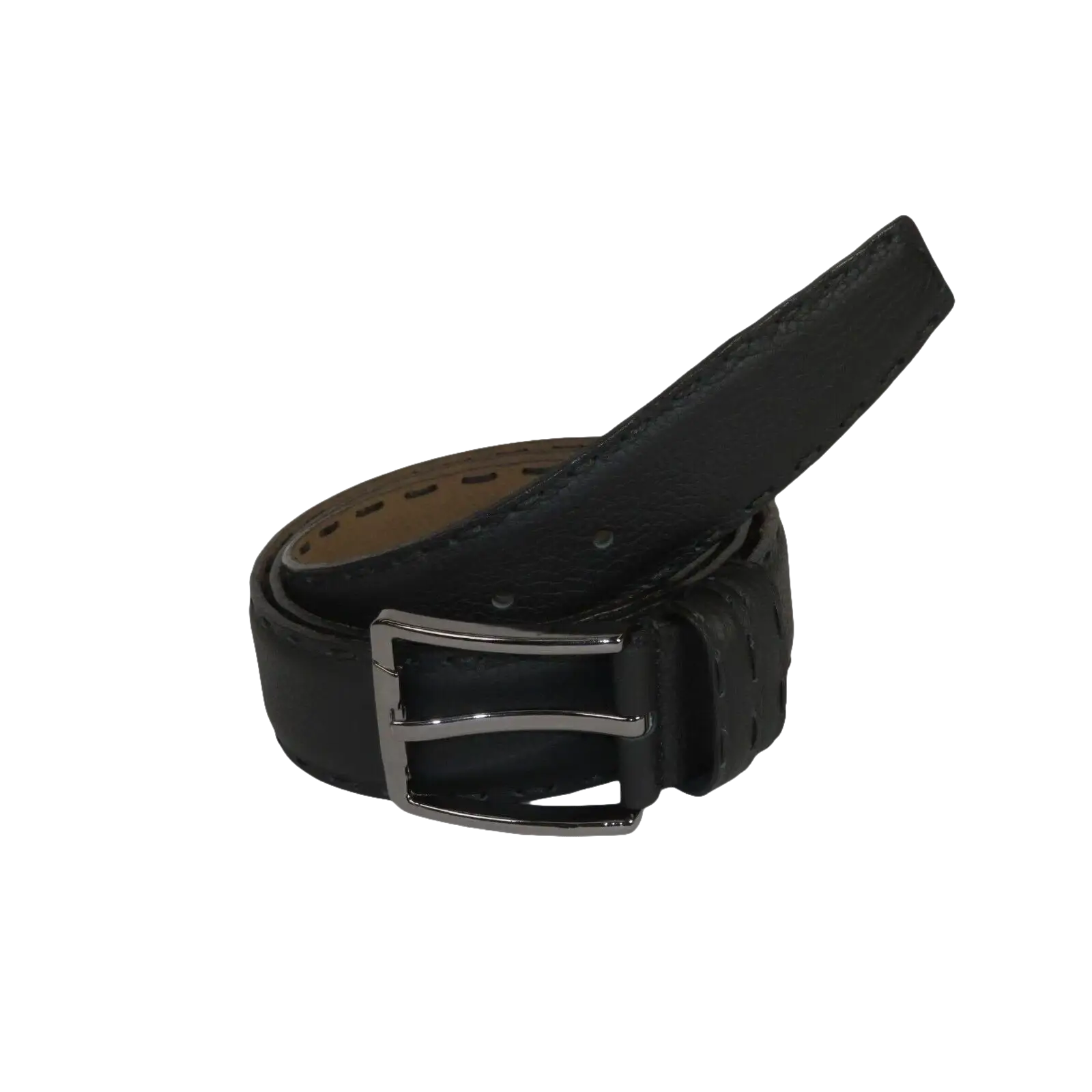 Men Genuine Leather Belt PIERO ROSSI Turkey Full Grain Hand Stitch 301 Black - J.Valintin Men's Wear Legend - 97347