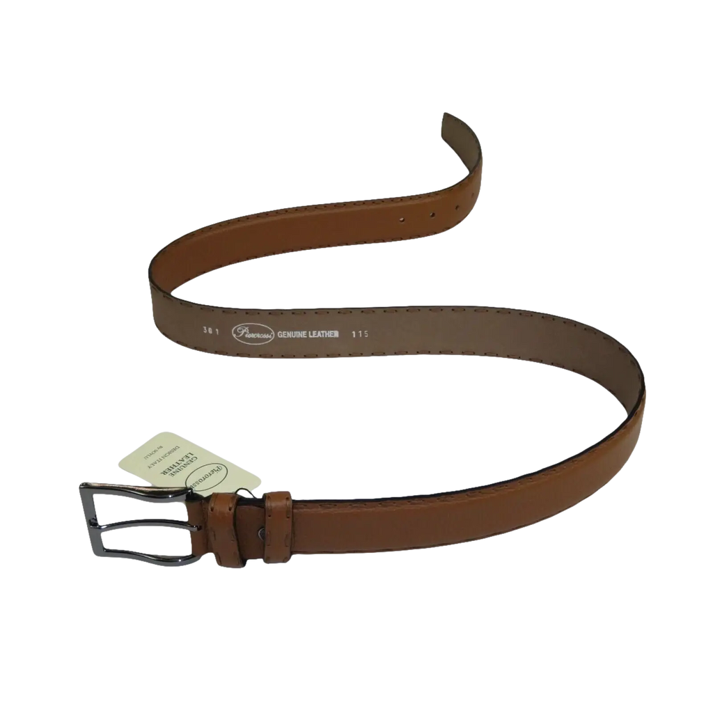Men Genuine Leather Belt PIERO ROSSI Turkey Full Grain Hand Stitch 301 Cognac - J.Valintin Men's Wear Legend - 97341
