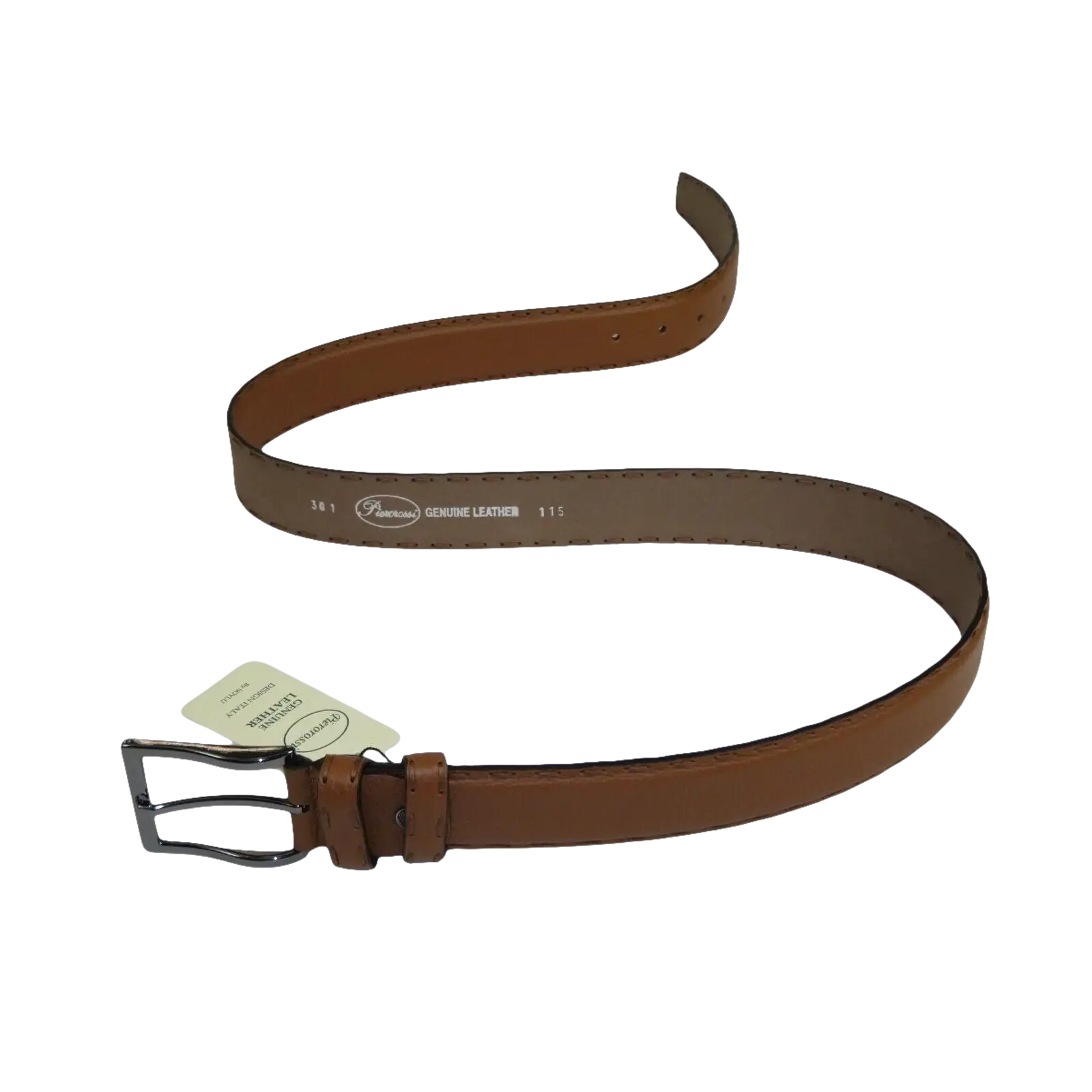 Men Genuine Leather Belt PIERO ROSSI Turkey Full Grain Hand Stitch 301 Cognac - J.Valintin Men's Wear Legend - 97341