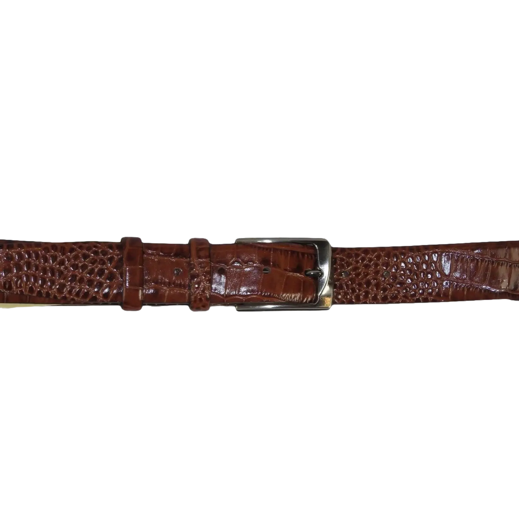 Men Genuine Leather Belt PIERO ROSSI Turkey Soft Crocodile print 1014 Cognac - J.Valintin Men's Wear Legend - 97395