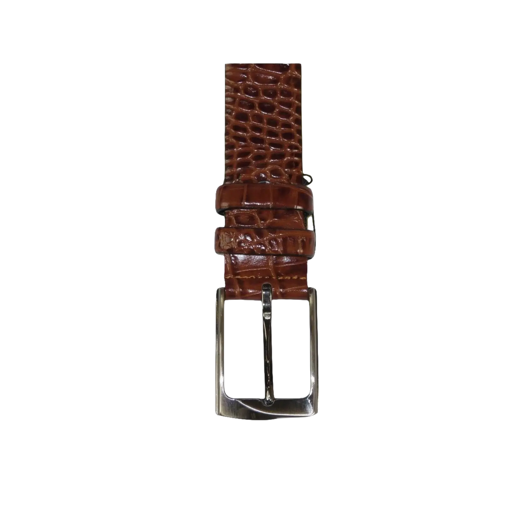 Men Genuine Leather Belt PIERO ROSSI Turkey Soft Crocodile print 1014 Cognac - J.Valintin Men's Wear Legend - 97395