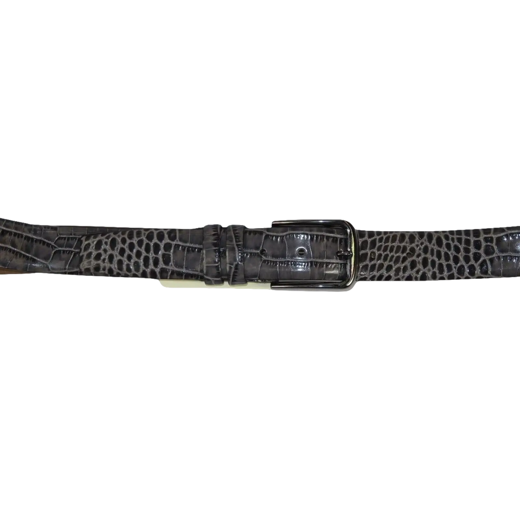 Men Genuine Leather Belt PIERO ROSSI Turkey Soft Crocodile print 1014 Gray - J.Valintin Men's Wear Legend - 97383