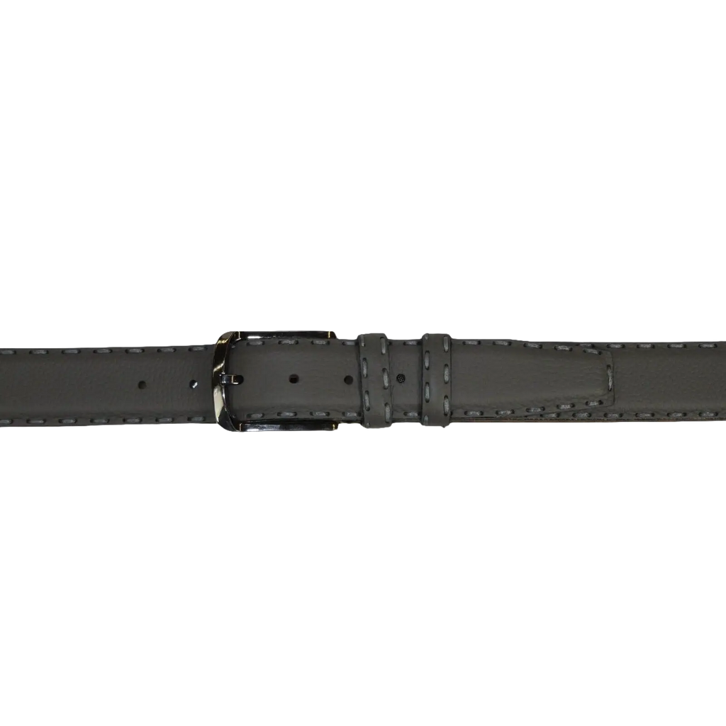 Men Genuine Leather Belt PIERO ROSSI Turkey Soft Full Grain Hand Stitch 301 Gray - J.Valintin Men's Wear Legend - 97365