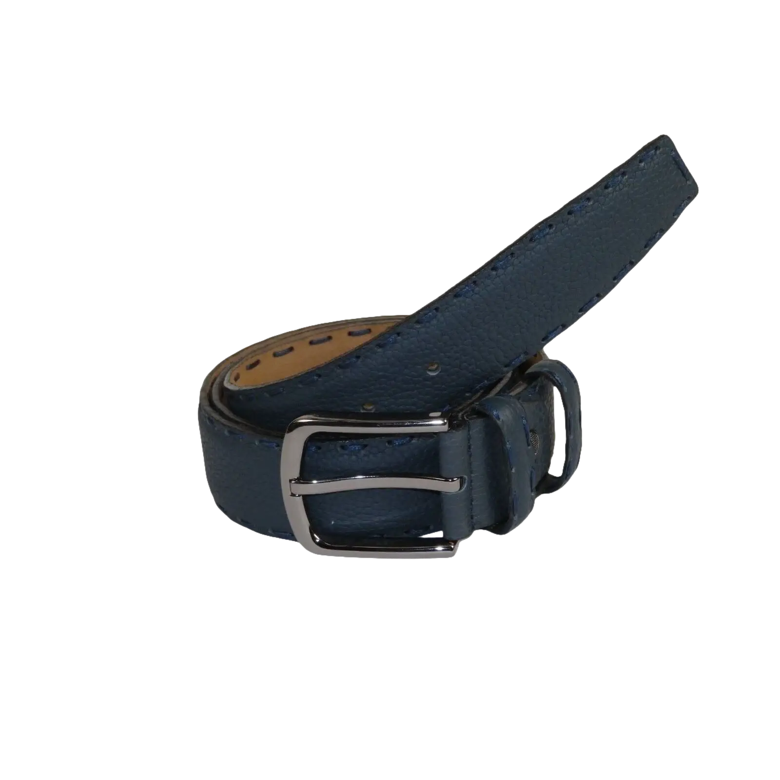 Men Genuine Leather Belt PIERO ROSSI Turkey Soft Full Grain Hand Stitch 301 Navy - J.Valintin Men's Wear Legend - 97353