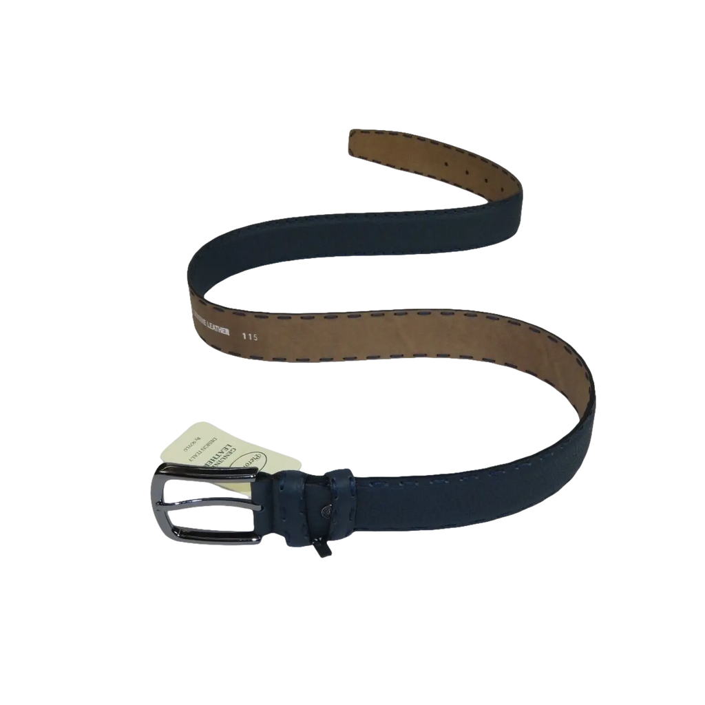 Men Genuine Leather Belt PIERO ROSSI Turkey Soft Full Grain Hand Stitch 301 Navy - J.Valintin Men's Wear Legend - 97353