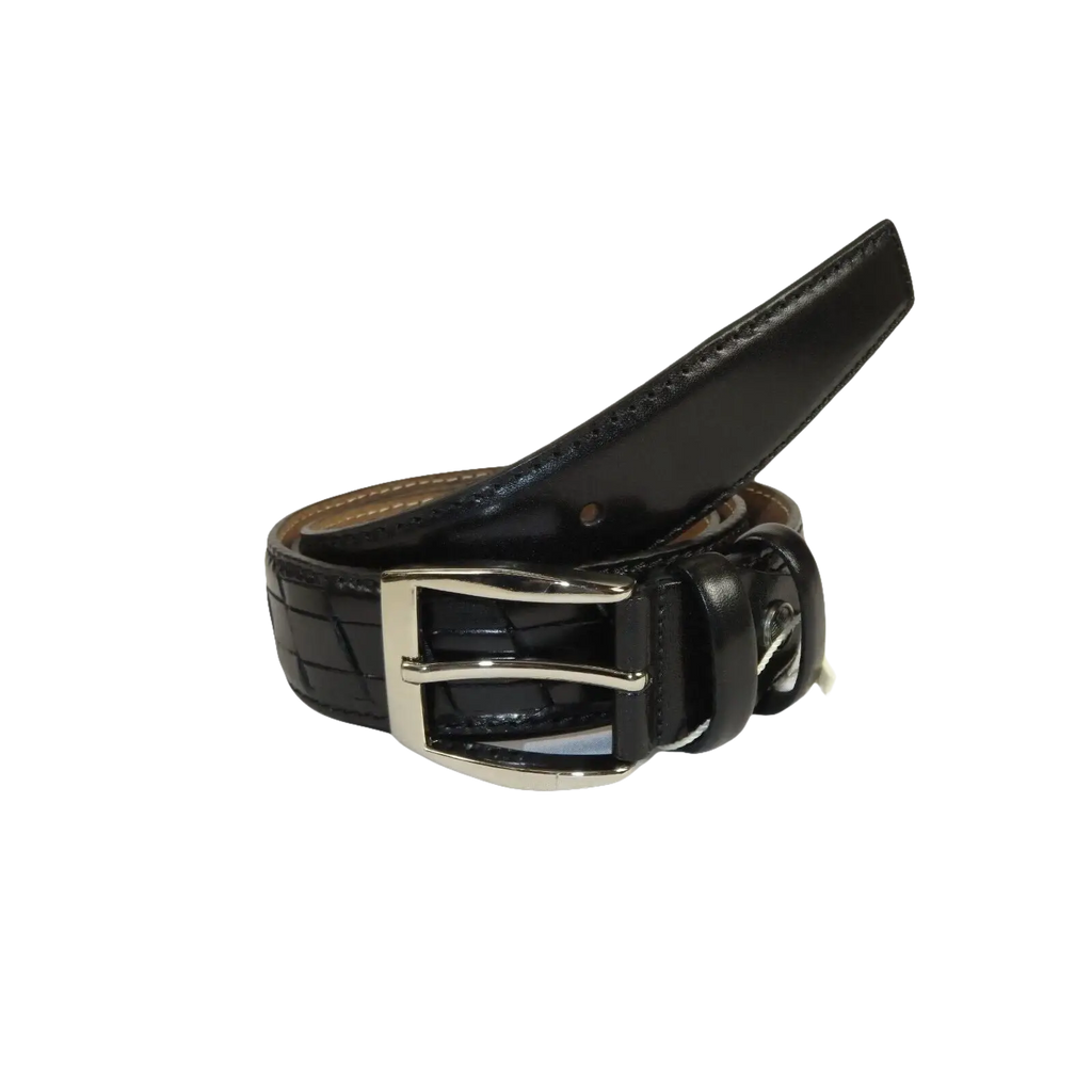 Men Genuine Leather Belt PIERO ROSSI Turkey Soft Full Grain Stitched #137 Black - J.Valintin Men's Wear Legend - 97431