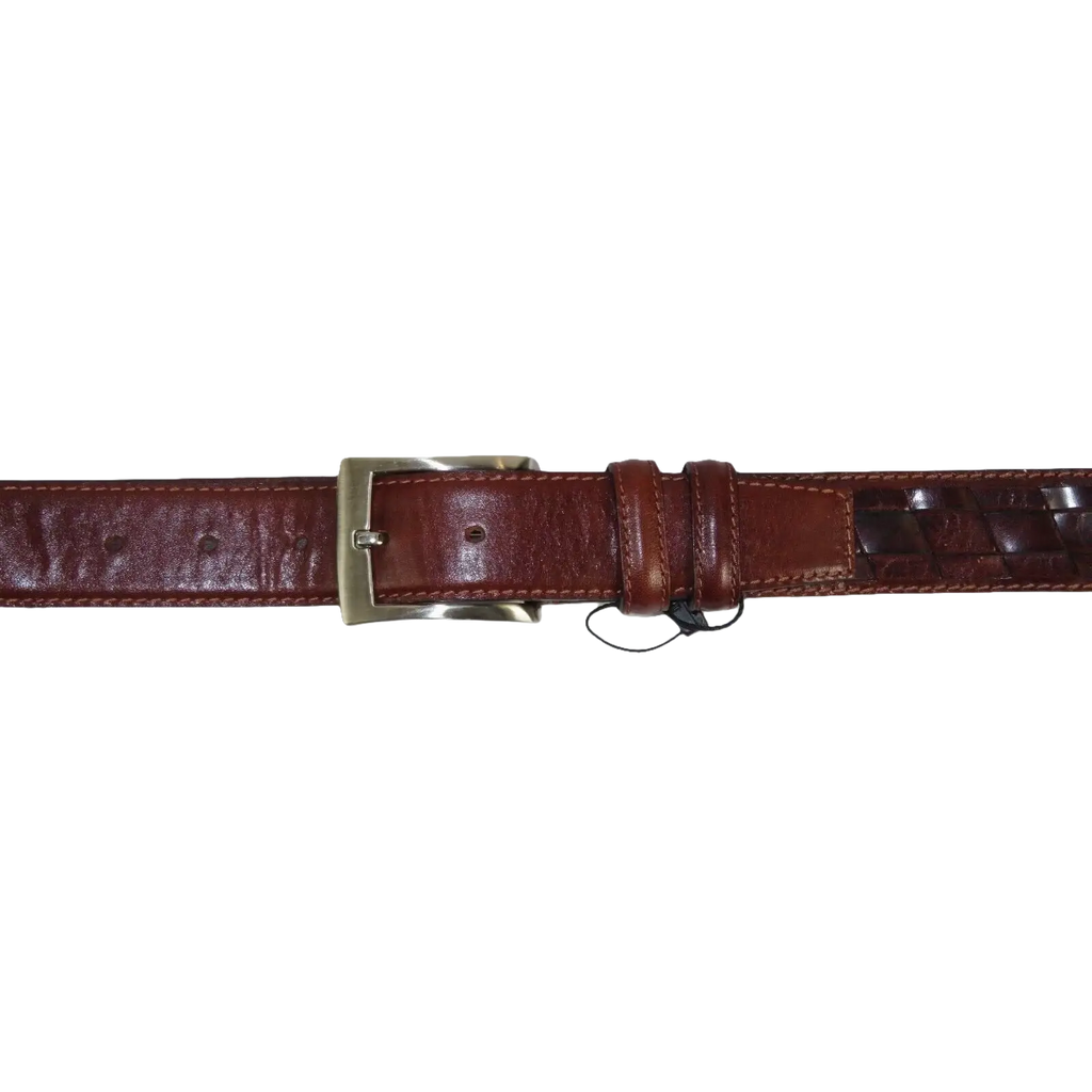 Men Genuine Leather Belt PIERO ROSSI Turkey Soft Full Grain Stitched #137 Cognac - J.Valintin Men's Wear Legend - 97437