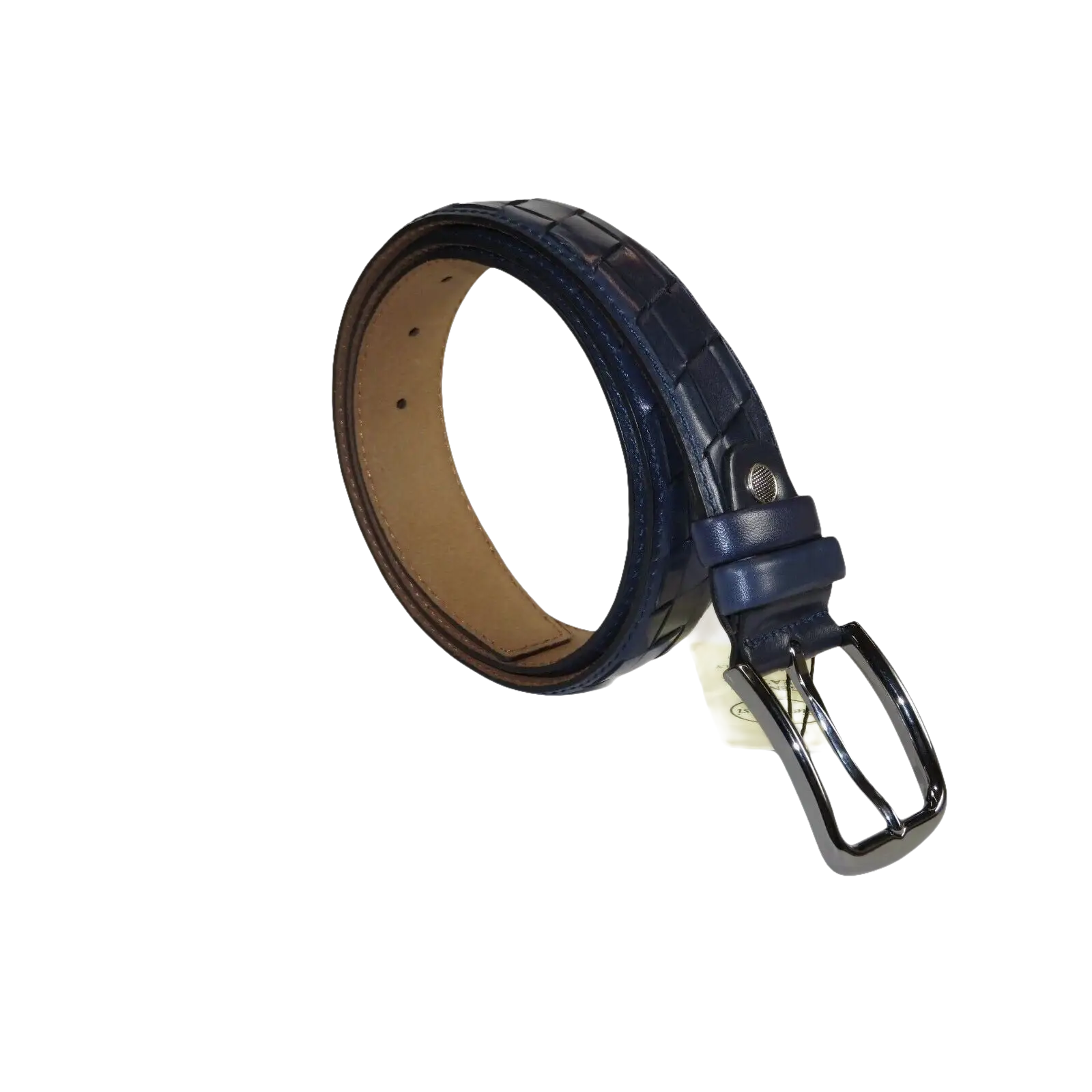 Men Genuine Leather Belt PIERO ROSSI Turkey Soft Full Grain Stitched #137 Navy - J.Valintin Men's Wear Legend - 97443