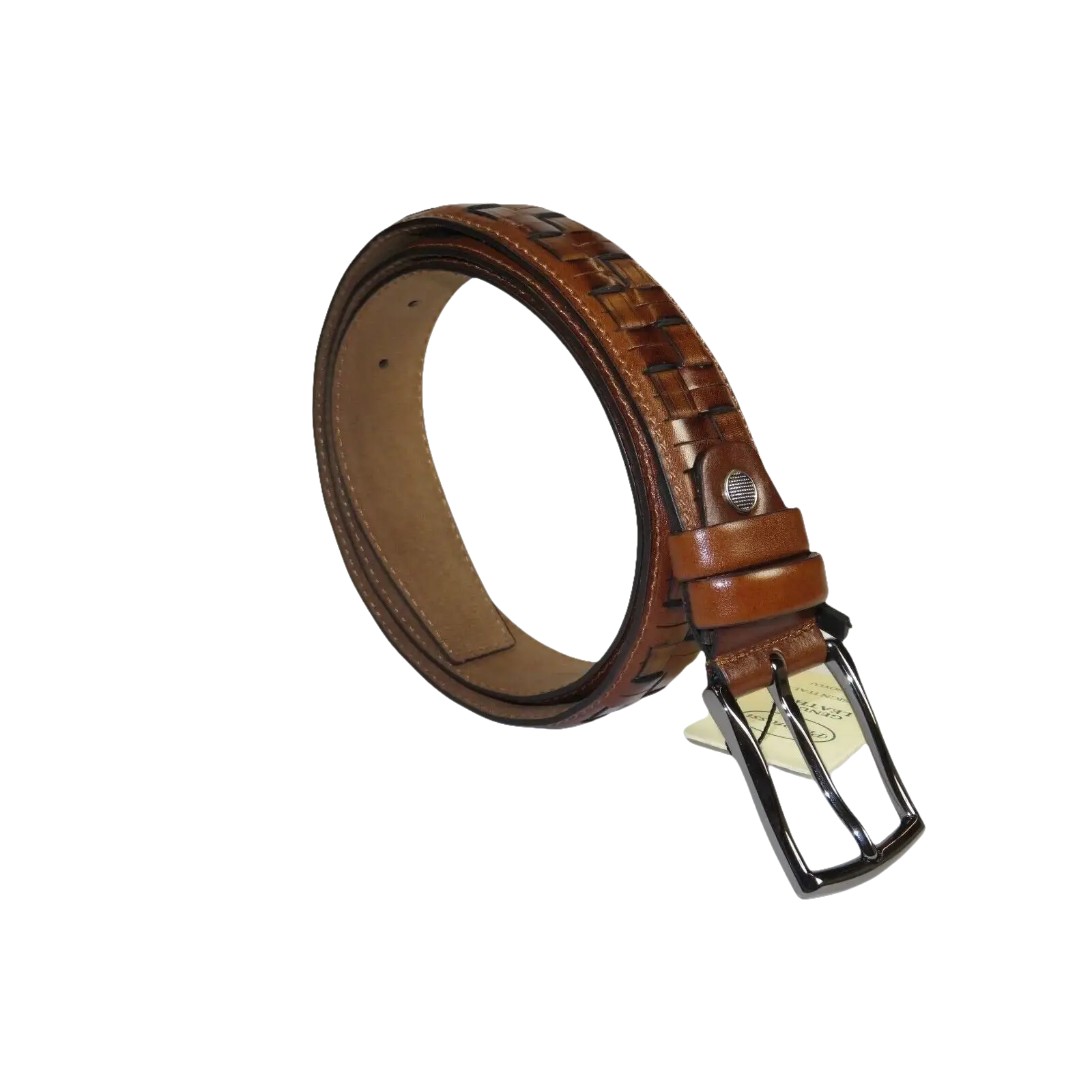 Men Genuine Leather Belt PIERO ROSSI Turkey Soft Full Grain Stitched #139 Cognac - J.Valintin Men's Wear Legend - 97449