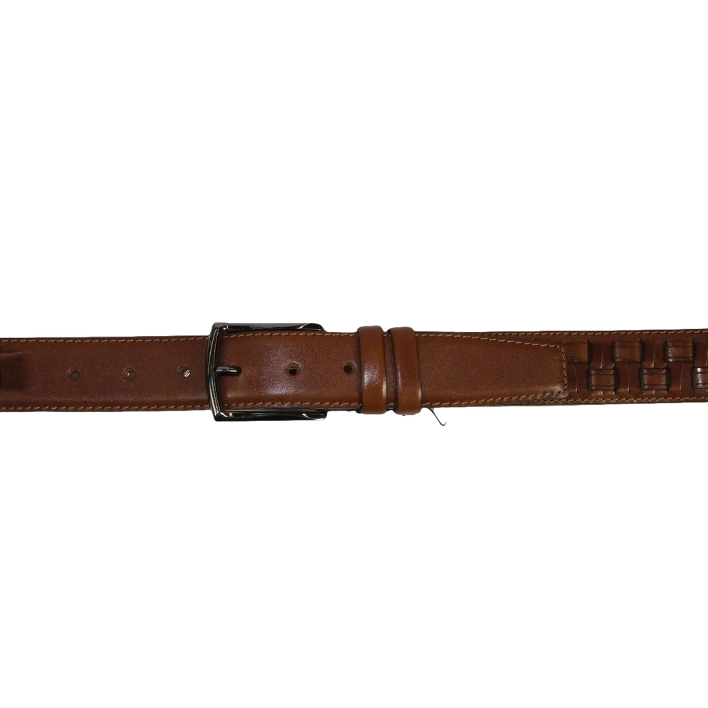 Men Genuine Leather Belt PIERO ROSSI Turkey Soft Full Grain Stitched #139 Cognac - J.Valintin Men's Wear Legend - 97449