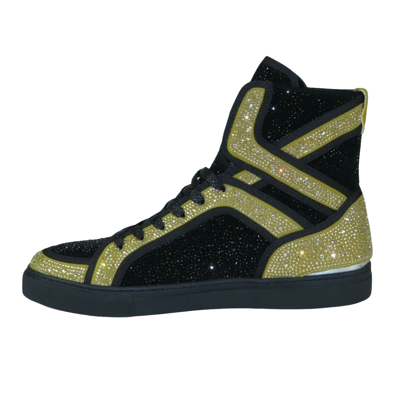 Men High Top Shoes By FIESSO AURELIO GARCIA ,Fancy Rhine stones 2402 Black Gold - J.Valintin Men's Wear Legend - 95011