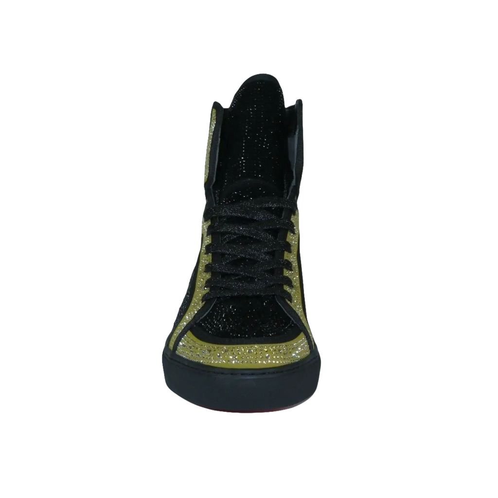 Men High Top Shoes By FIESSO AURELIO GARCIA ,Fancy Rhine stones 2402 Black Gold - J.Valintin Men's Wear Legend - 95011