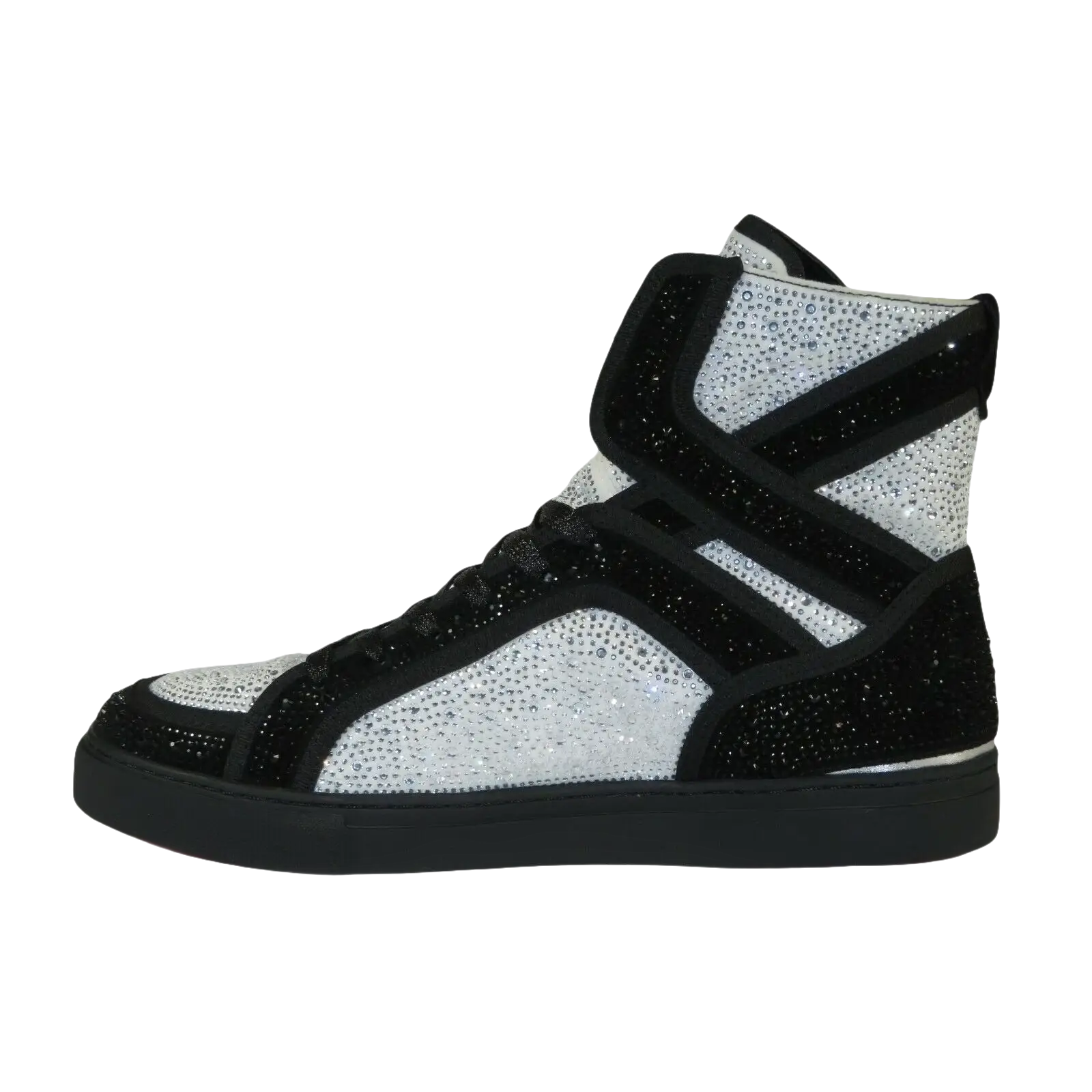 Men High Top Shoes By FIESSO AURELIO GARCIA ,Fancy Rhine stones 2402 Black White - J.Valintin Men's Wear Legend - 95005