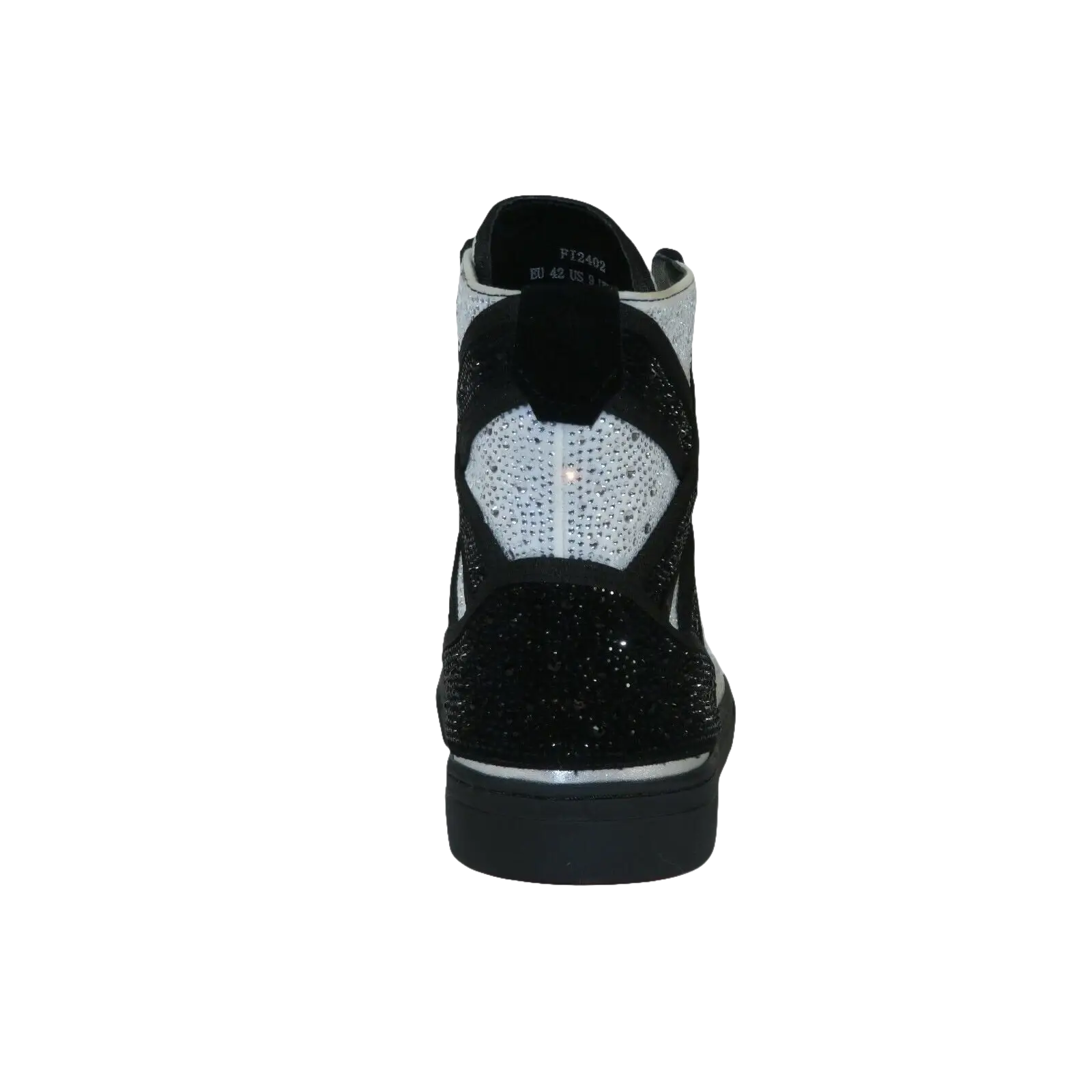 Men High Top Shoes By FIESSO AURELIO GARCIA ,Fancy Rhine stones 2402 Black White - J.Valintin Men's Wear Legend - 95005