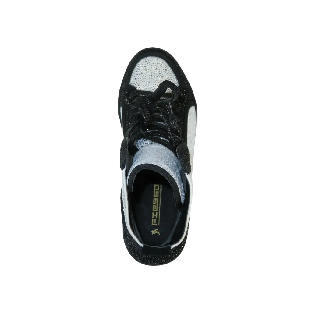 Men High Top Shoes By FIESSO AURELIO GARCIA ,Fancy Rhine stones 2402 Black White - J.Valintin Men's Wear Legend - 95005
