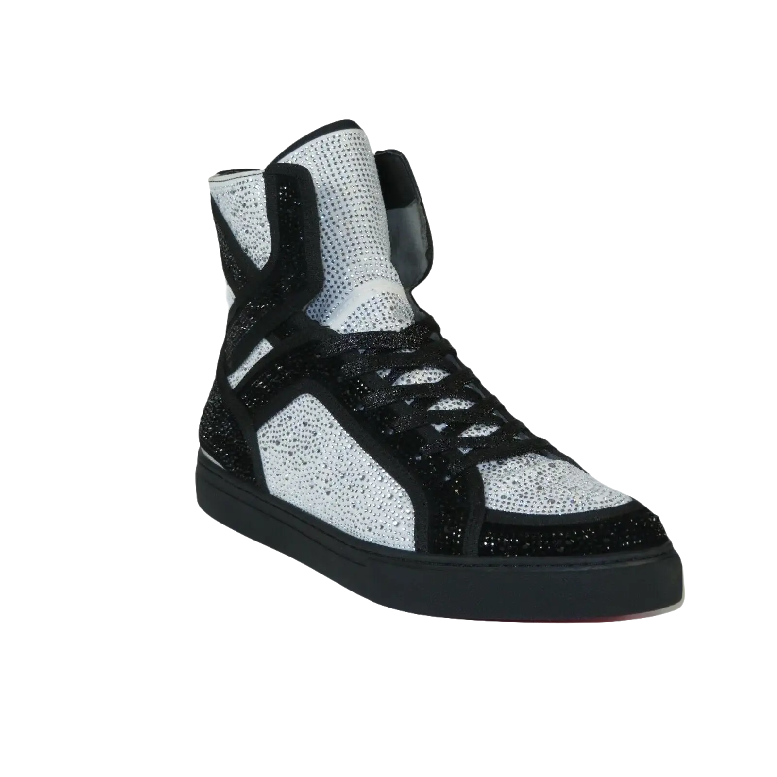 Men High Top Shoes By FIESSO AURELIO GARCIA ,Fancy Rhine stones 2402 Black White - J.Valintin Men's Wear Legend - 95005