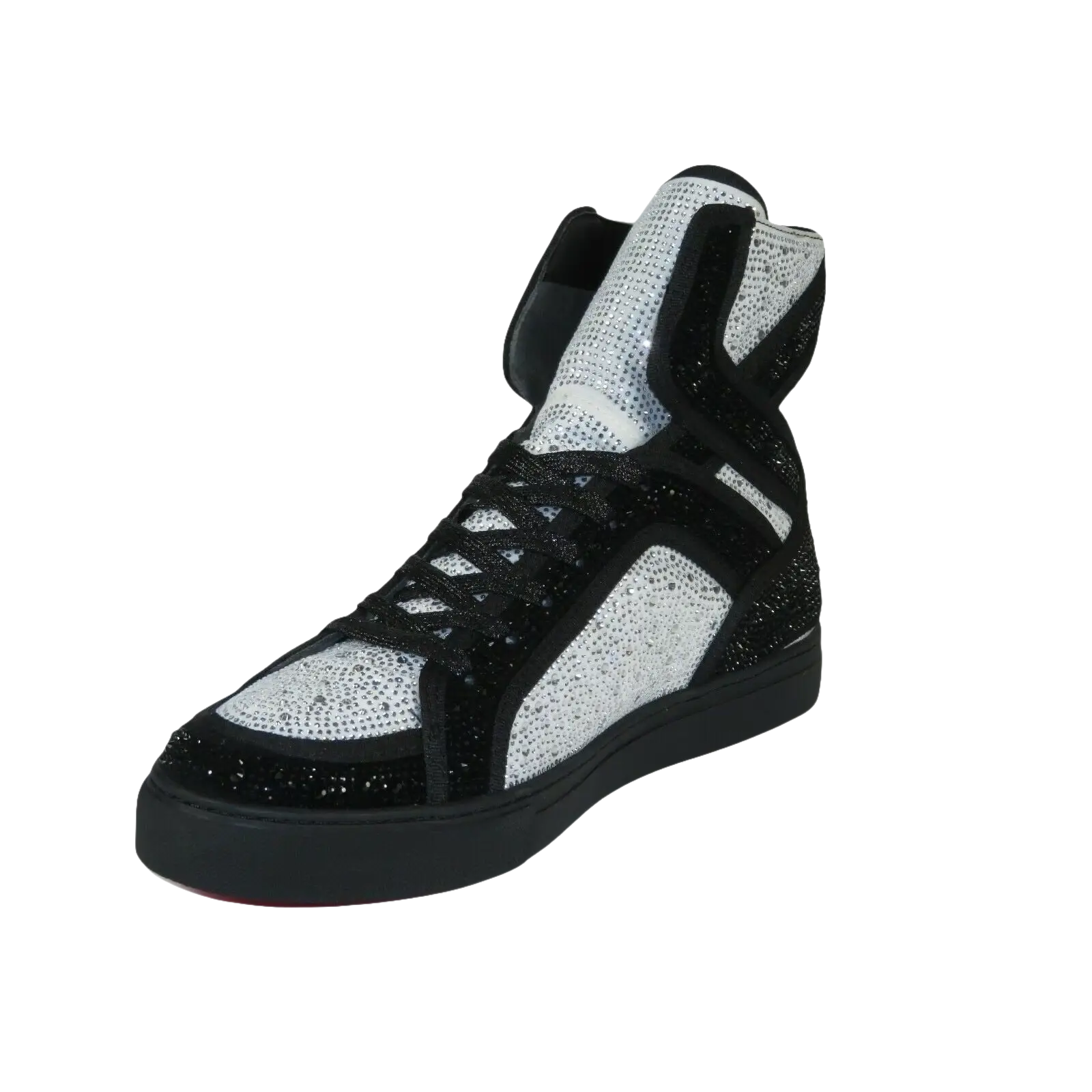 Men High Top Shoes By FIESSO AURELIO GARCIA ,Fancy Rhine stones 2402 Black White - J.Valintin Men's Wear Legend - 95005