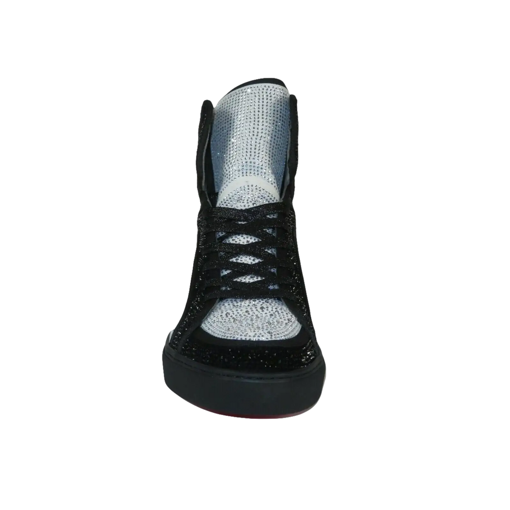Men High Top Shoes By FIESSO AURELIO GARCIA ,Fancy Rhine stones 2402 Black White - J.Valintin Men's Wear Legend - 95005