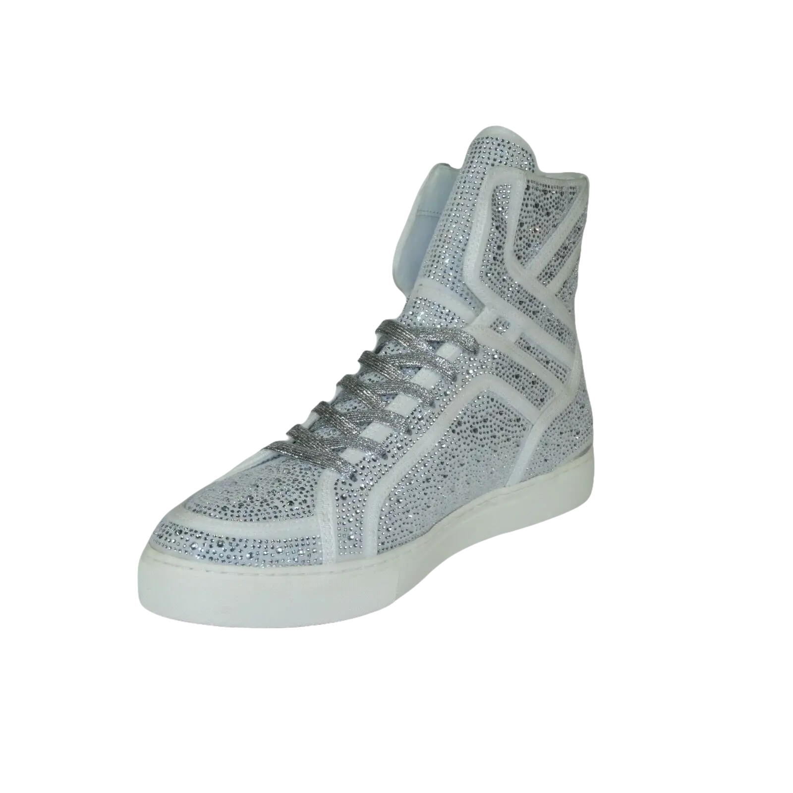 Men High Top Shoes By FIESSO AURELIO GARCIA ,Fancy Rhine stones 2402 White - J.Valintin Men's Wear Legend - 94993