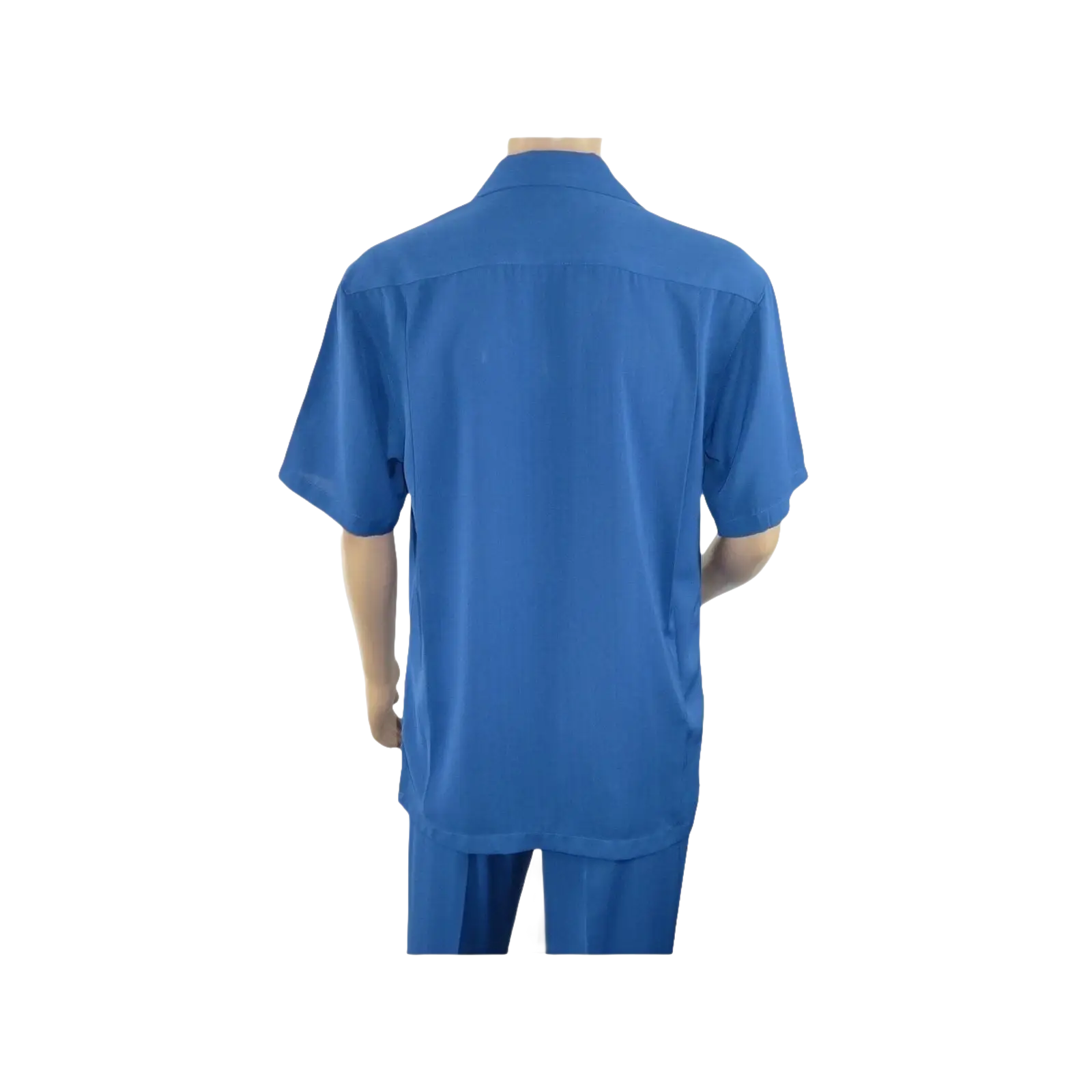 Men INSERCH 2pc Walking Leisure Suit Shirt Pants Set Short Sleeves 9356 Blue - J.Valintin Men's Wear Legend - 94152